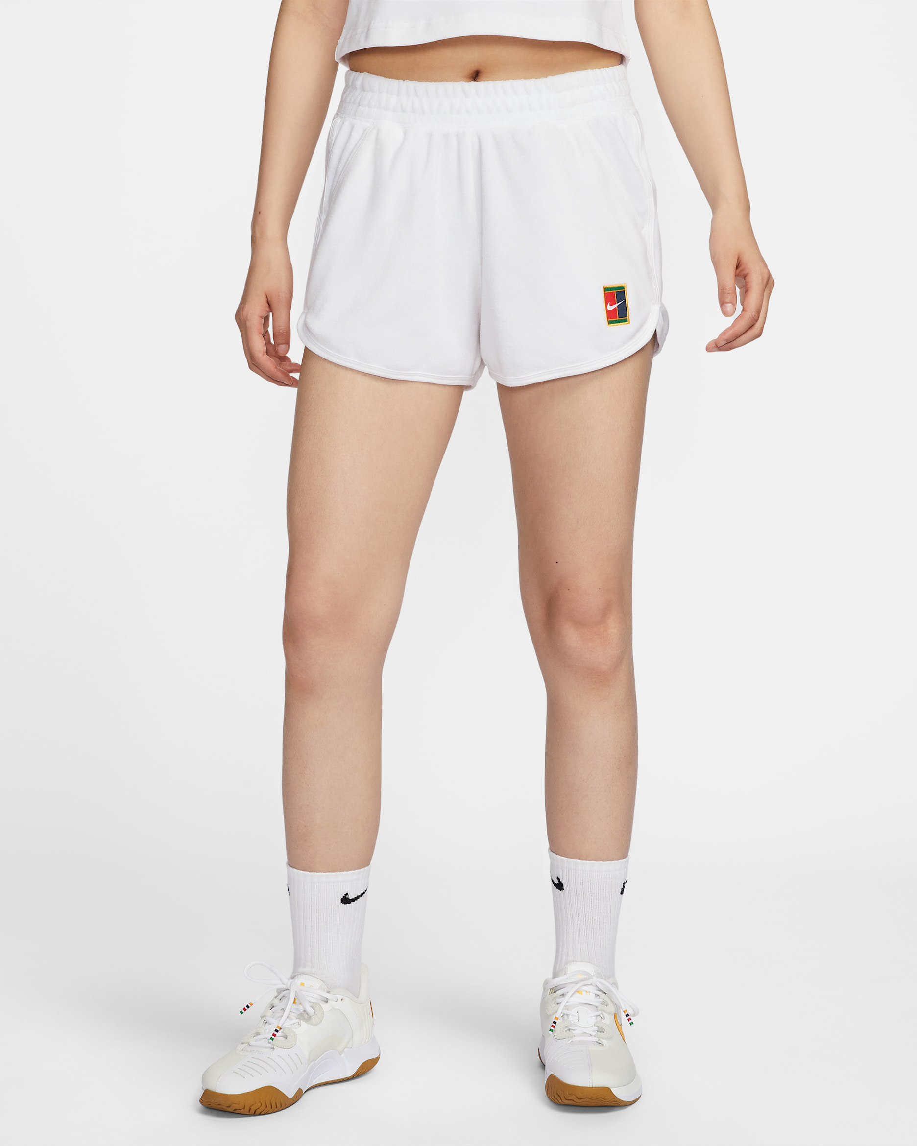 NikeCourt Heritage Women's Mid-Rise French Terry Tennis Shorts - White/White