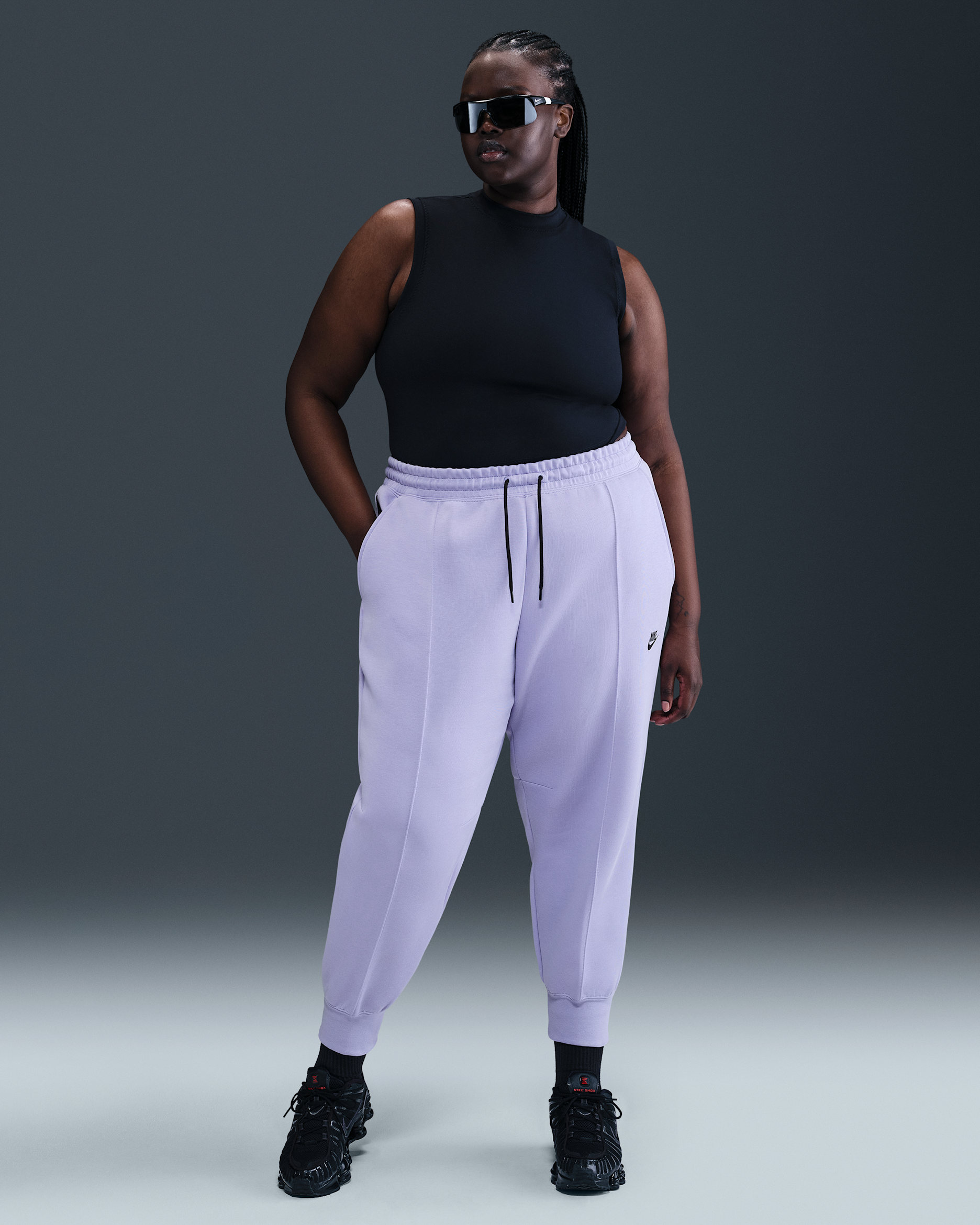 Nike Sportswear Tech Fleece Women's Mid-Rise Joggers (Plus Size) - Lilac Ice/Black