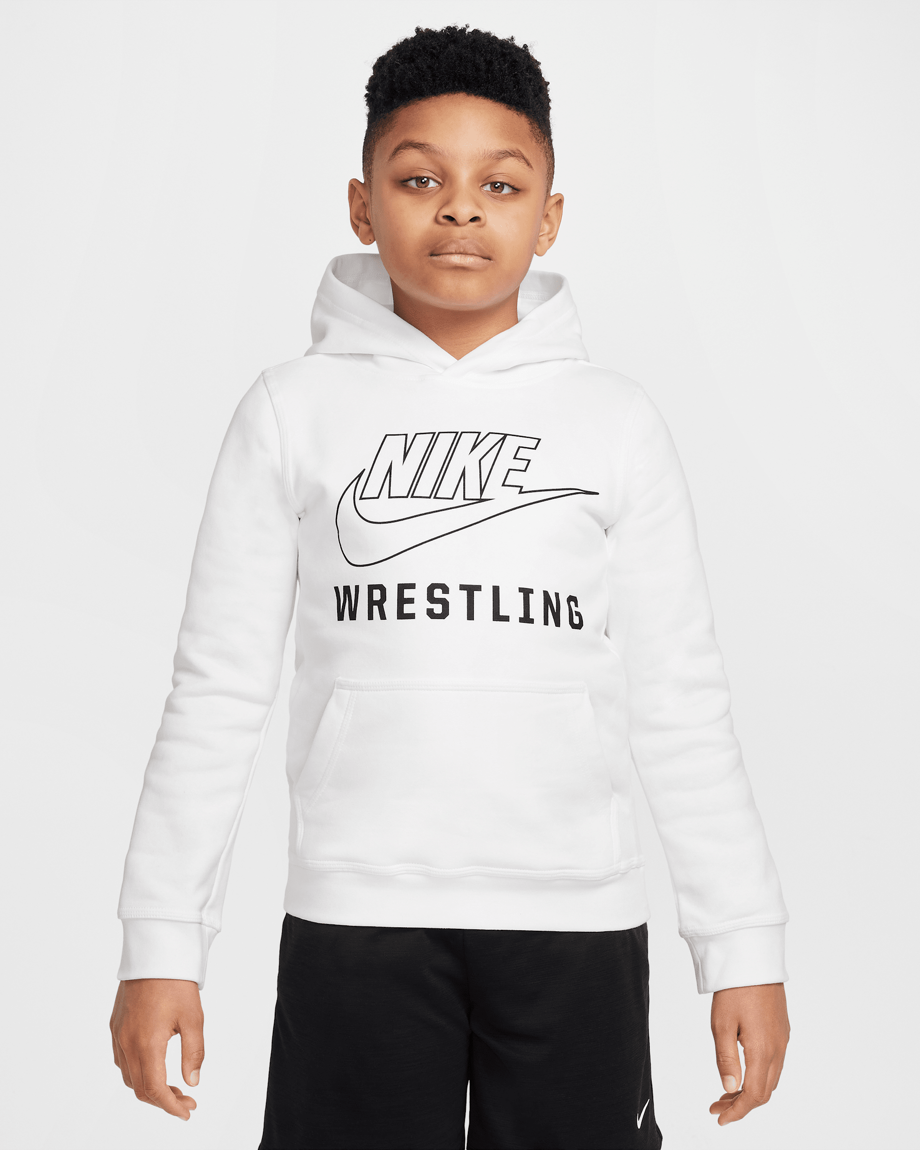Sudadera con gorro sin cierre de lucha para niños talla grande Nike - Blanco