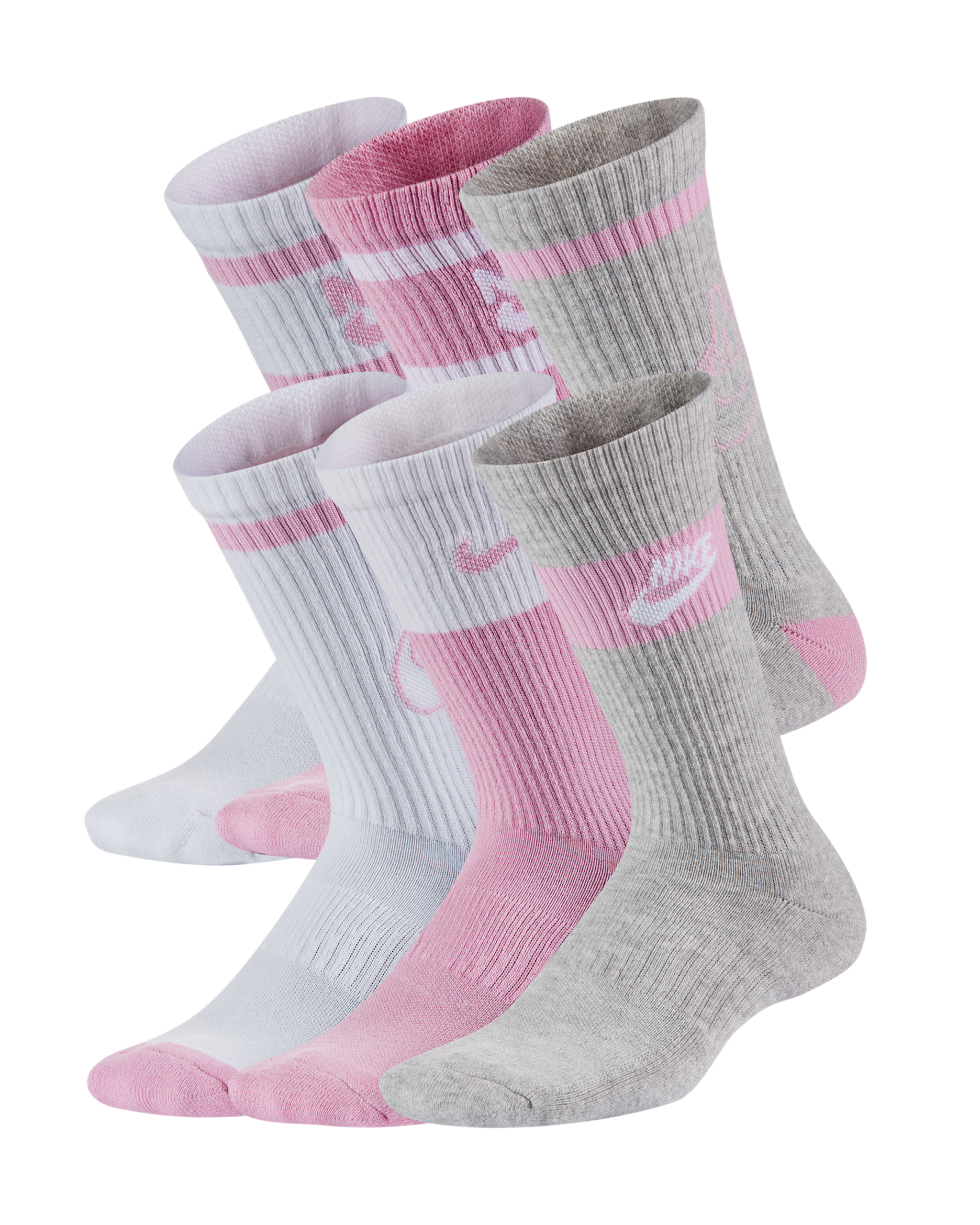 Nike Everyday Kids' Cushioned Crew Socks (6 Pairs) - Multi-Color