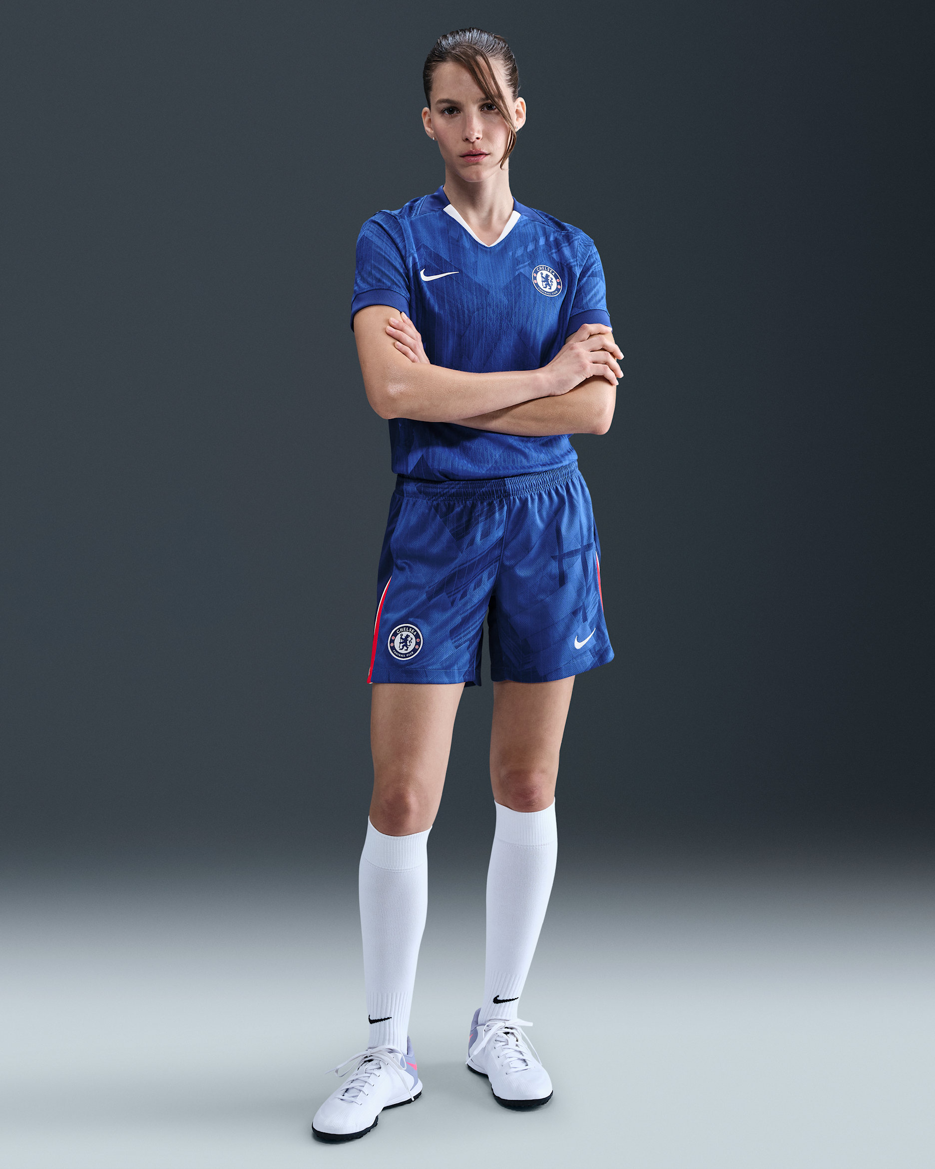 Chelsea F.C. 2025/26 Stadium Home Women's Nike Dri-FIT Football Replica Shorts - Rush Blue/Speed Red/White
