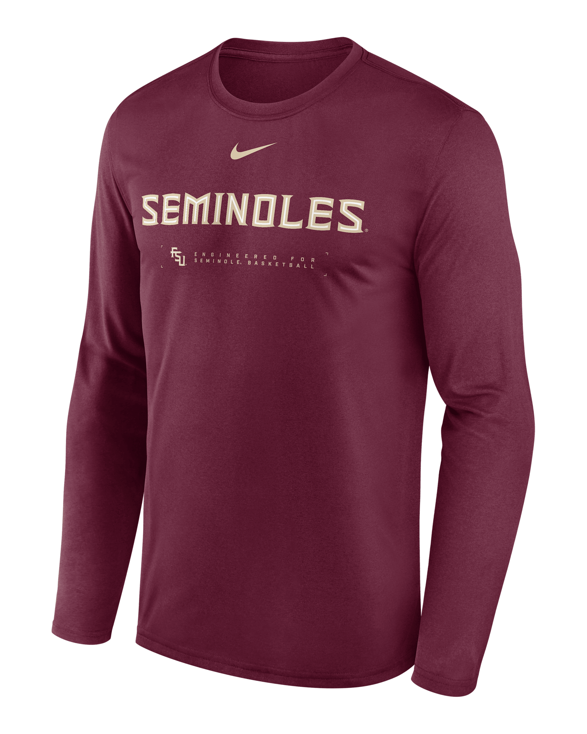 Florida State Courtside Basketball Shootaround Legend Men's Nike Dri-FIT College Long-Sleeve T-Shirt - Garnet