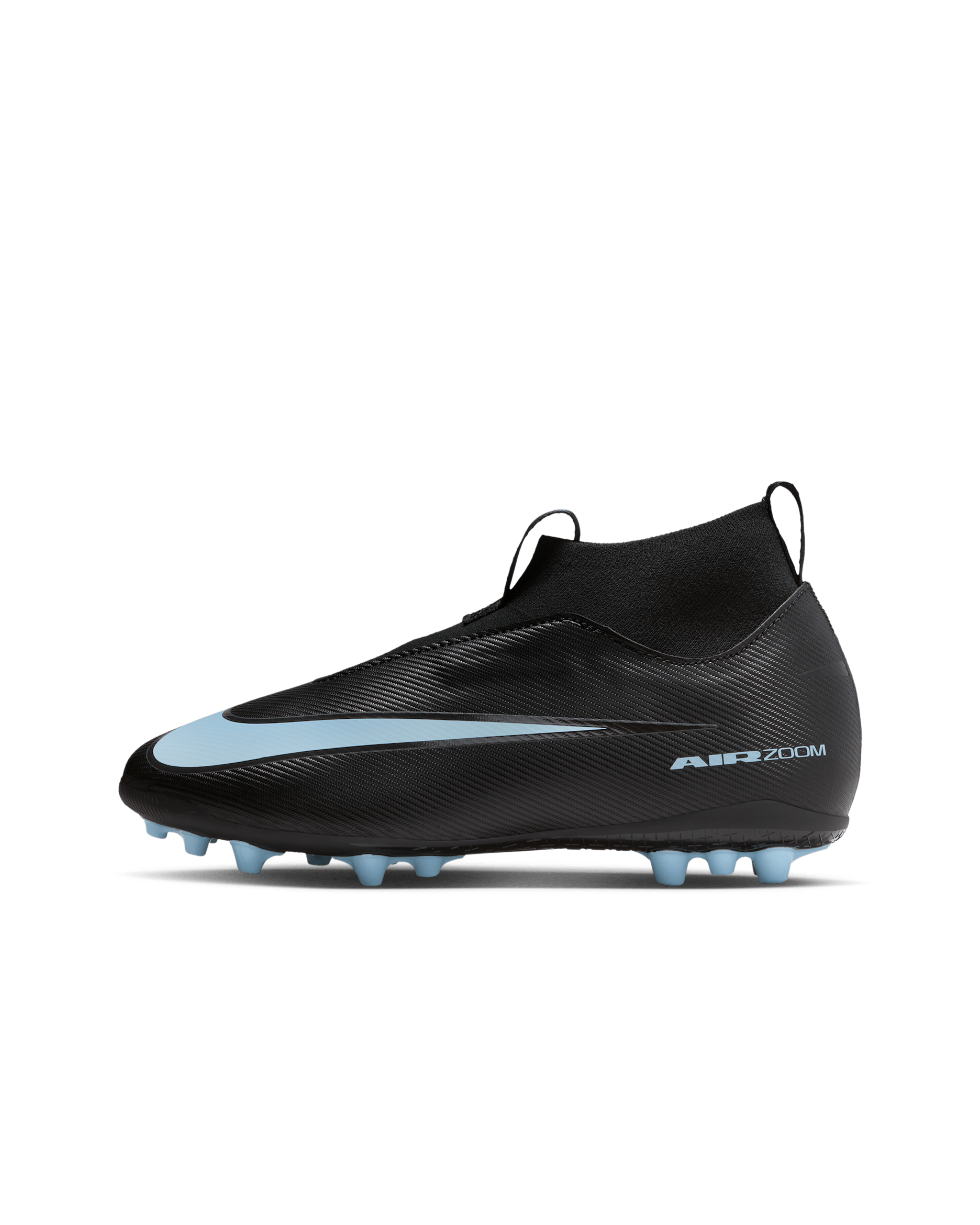 Nike Jr. Mercurial Superfly 10 Academy High-Top-Fußballschuh für Kunstrasen (jüngere/ältere Kinder) - Schwarz/Ice Blue
