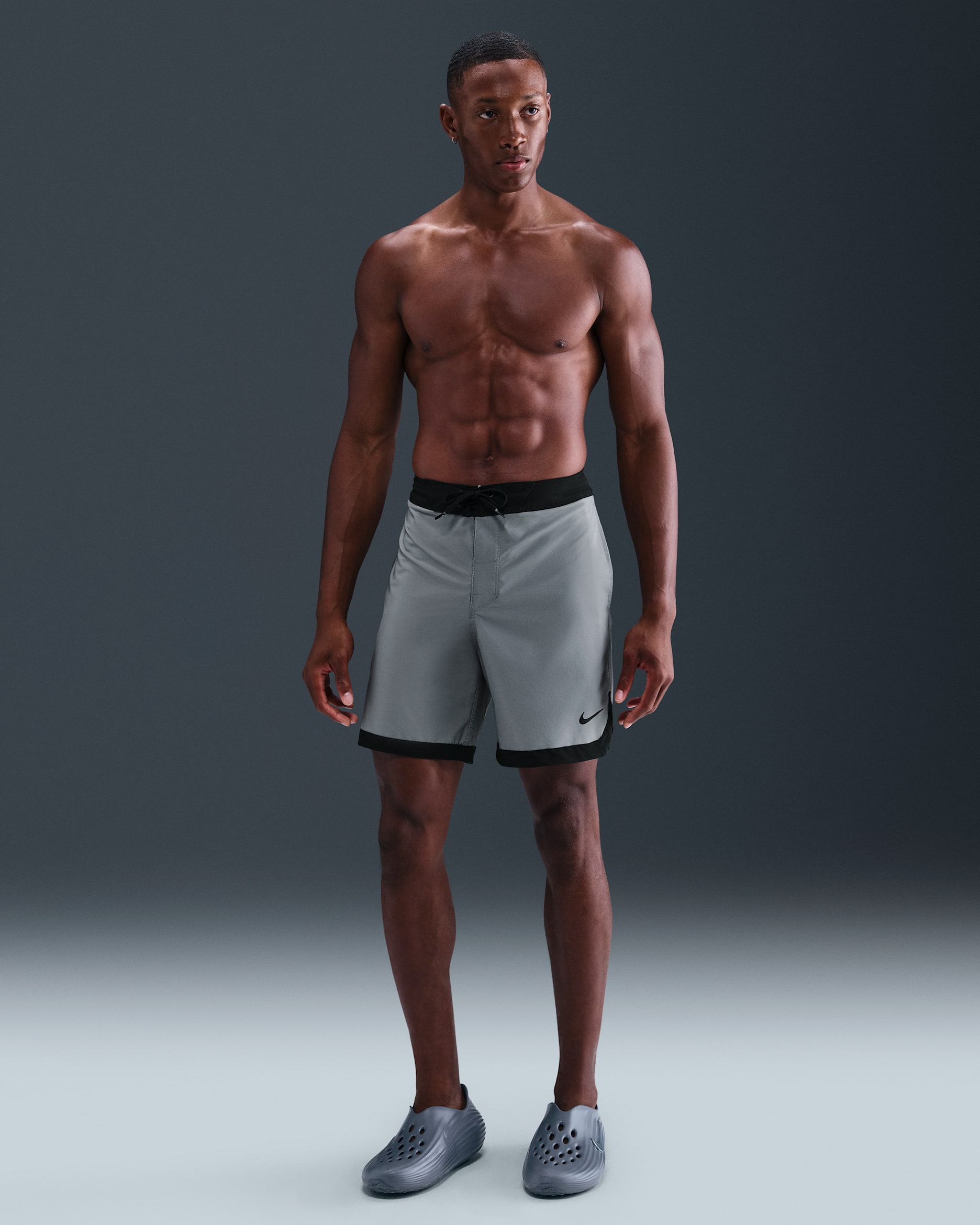 Shorts de playa de 18 cm para hombre Nike Swim Offshore - Gris azulado/Negro/Negro