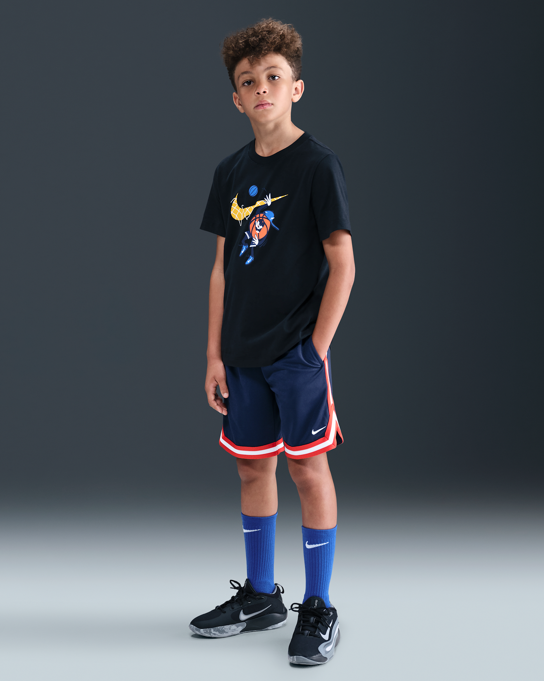 Nike Dri-FIT DNA Older Kids' (Boys') Basketball Shorts - Midnight Navy/White