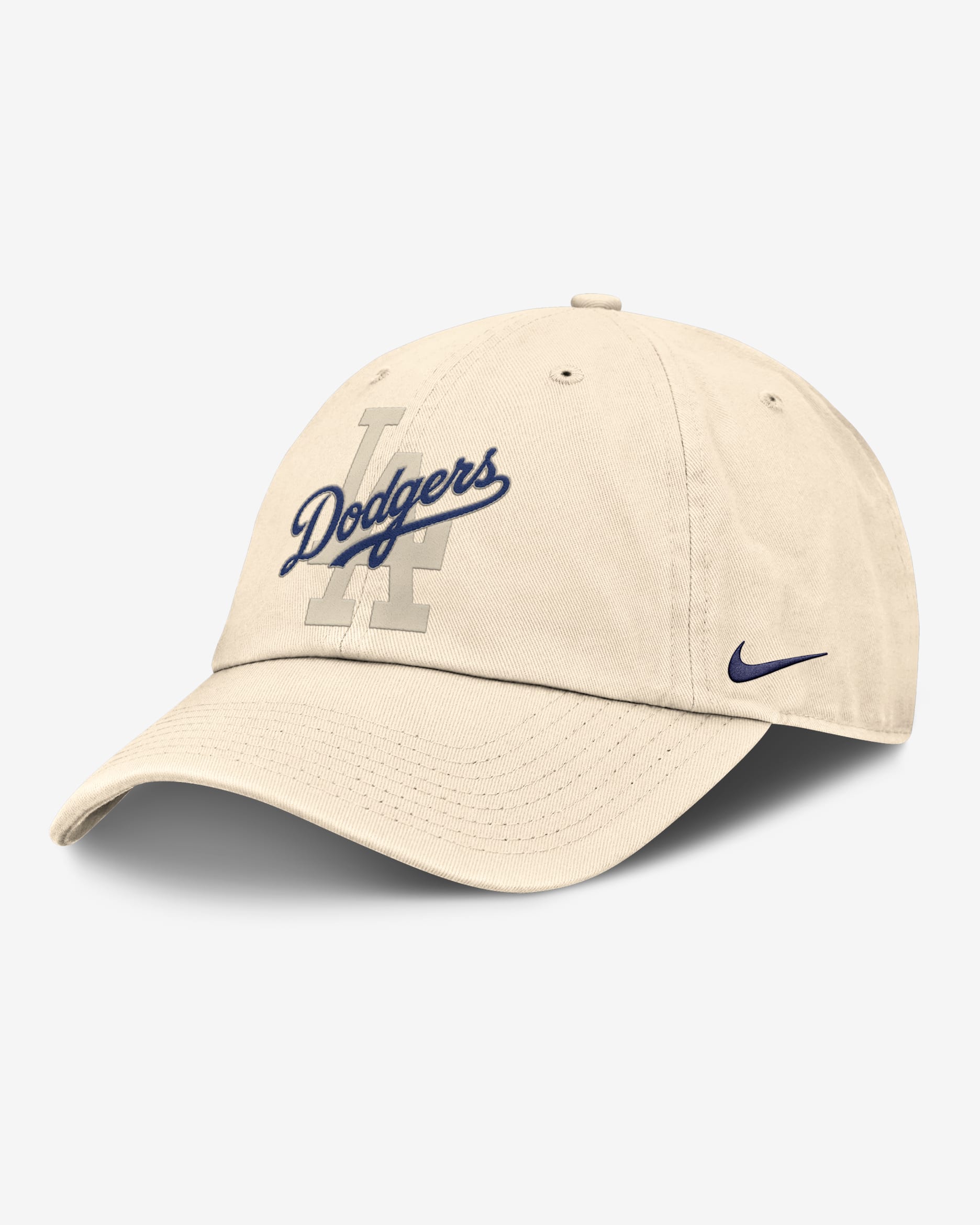 Gorra de algodón orgánico sin estructura para hombre Nike de la colección Statement Club de Los Angeles Dodgers - Natural