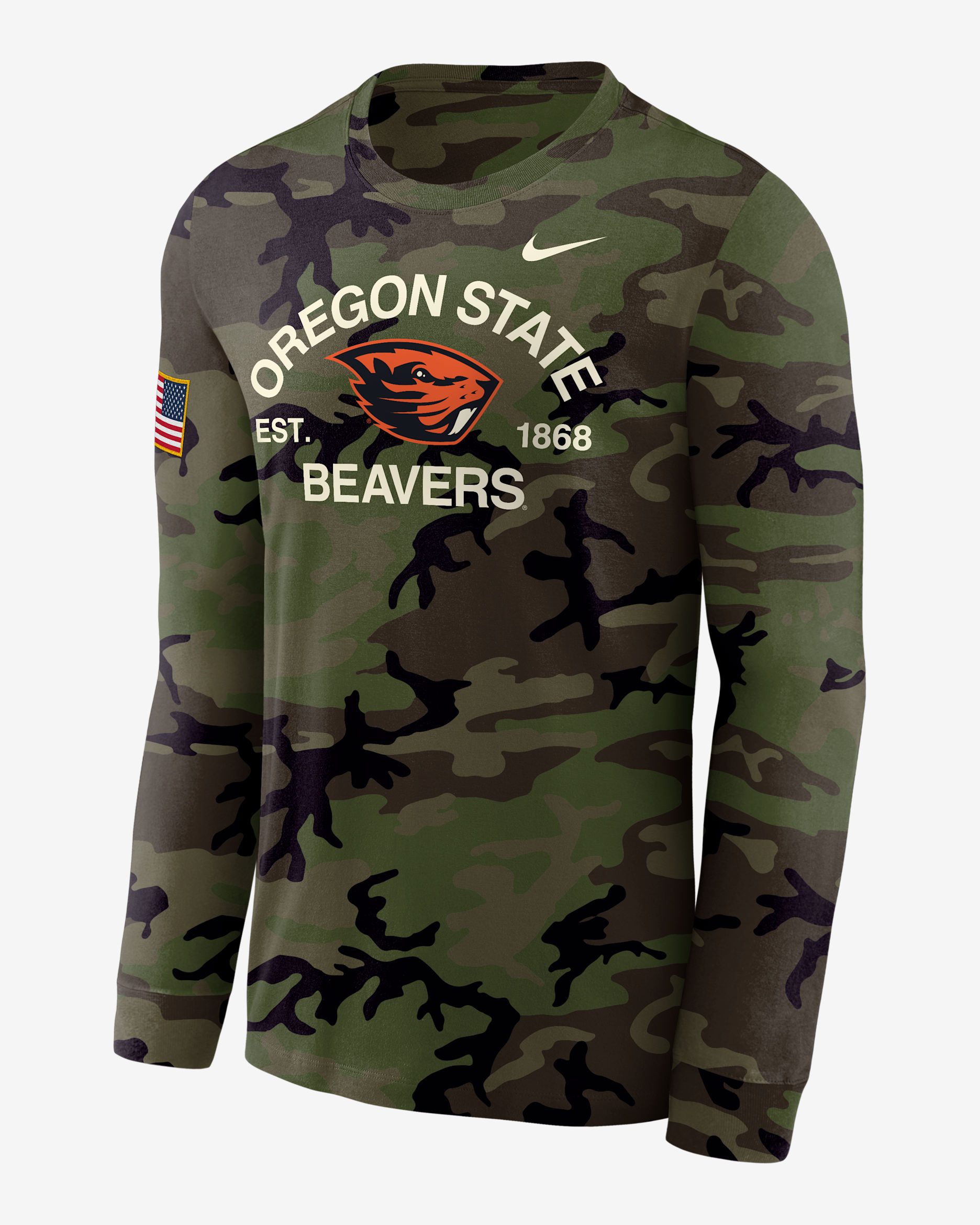 Playera de manga larga Nike Dri-FIT para hombre Oregon State Beavers Legend - Oliva medio/Verde camuflaje