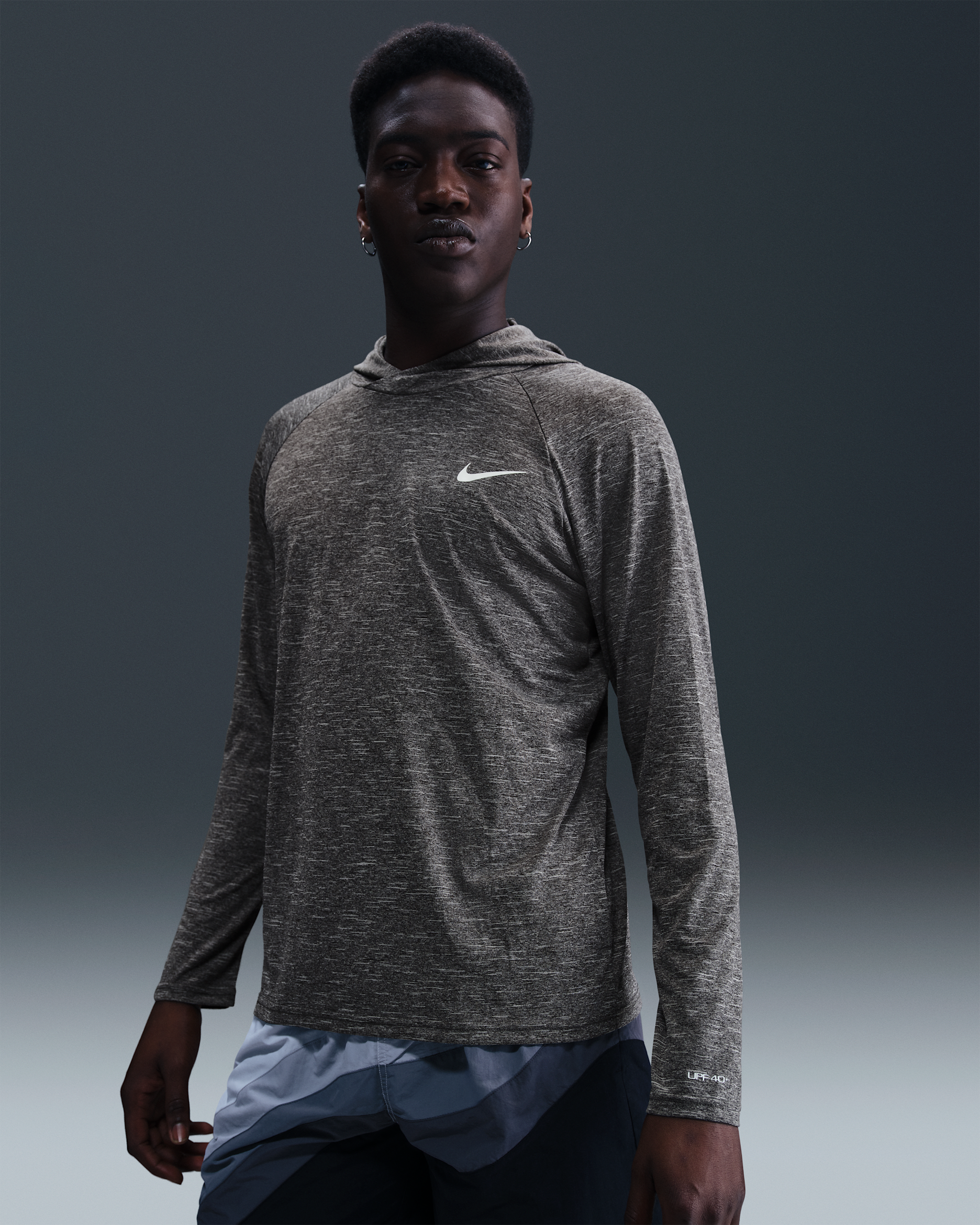 Nike Swim Hydroguard Essential Men's Dri-FIT UV Long Sleeve Hooded Top - Black