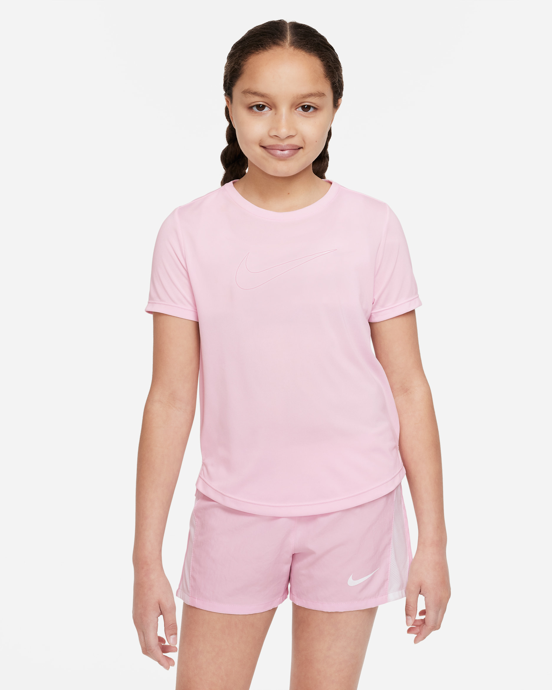 Nike One Older Kids' (Girls') Dri-FIT Short-Sleeve Training Top - Pink Foam/Elemental Pink