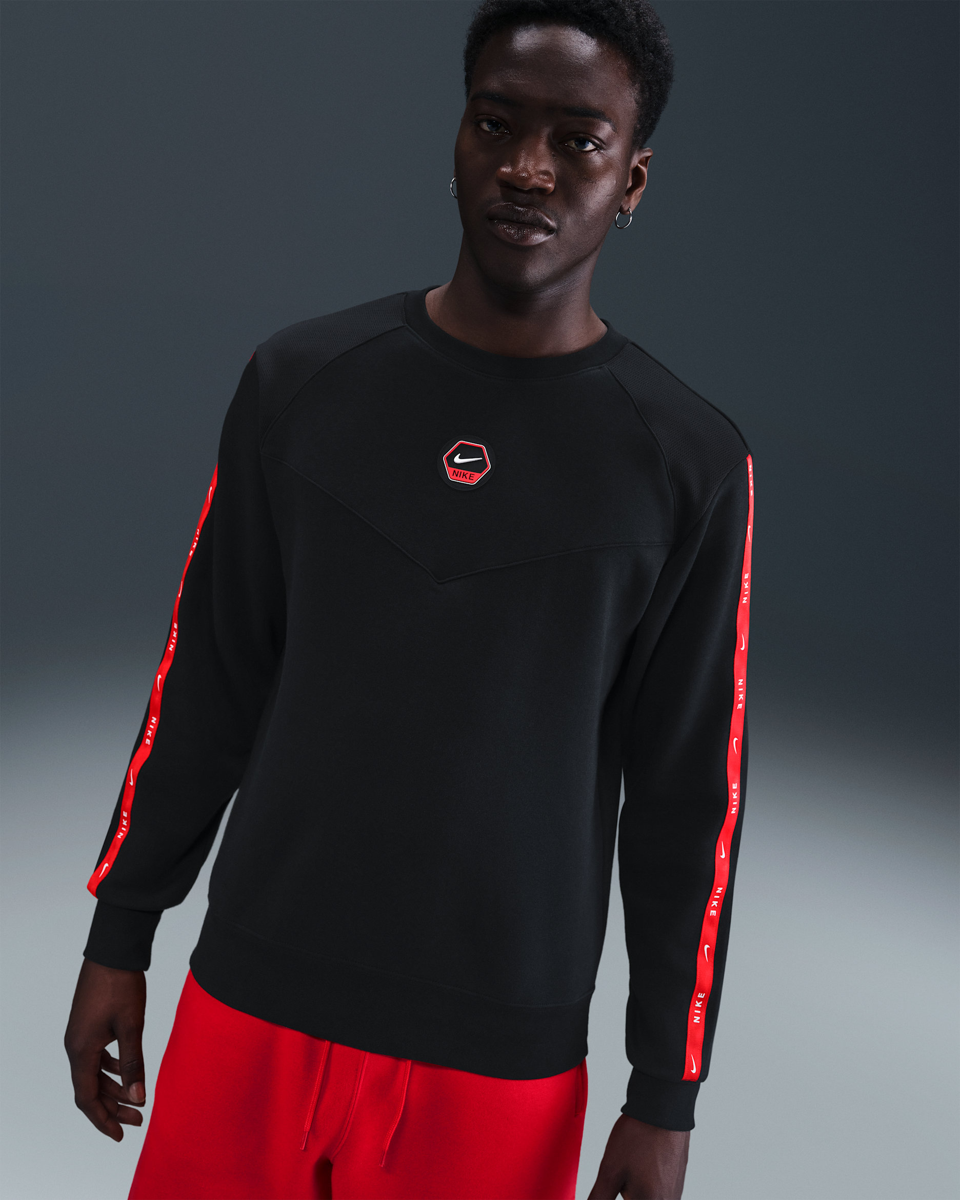 Nike Sportswear City Side Men's Fleece Crew-Neck Sweatshirt - Black/Black