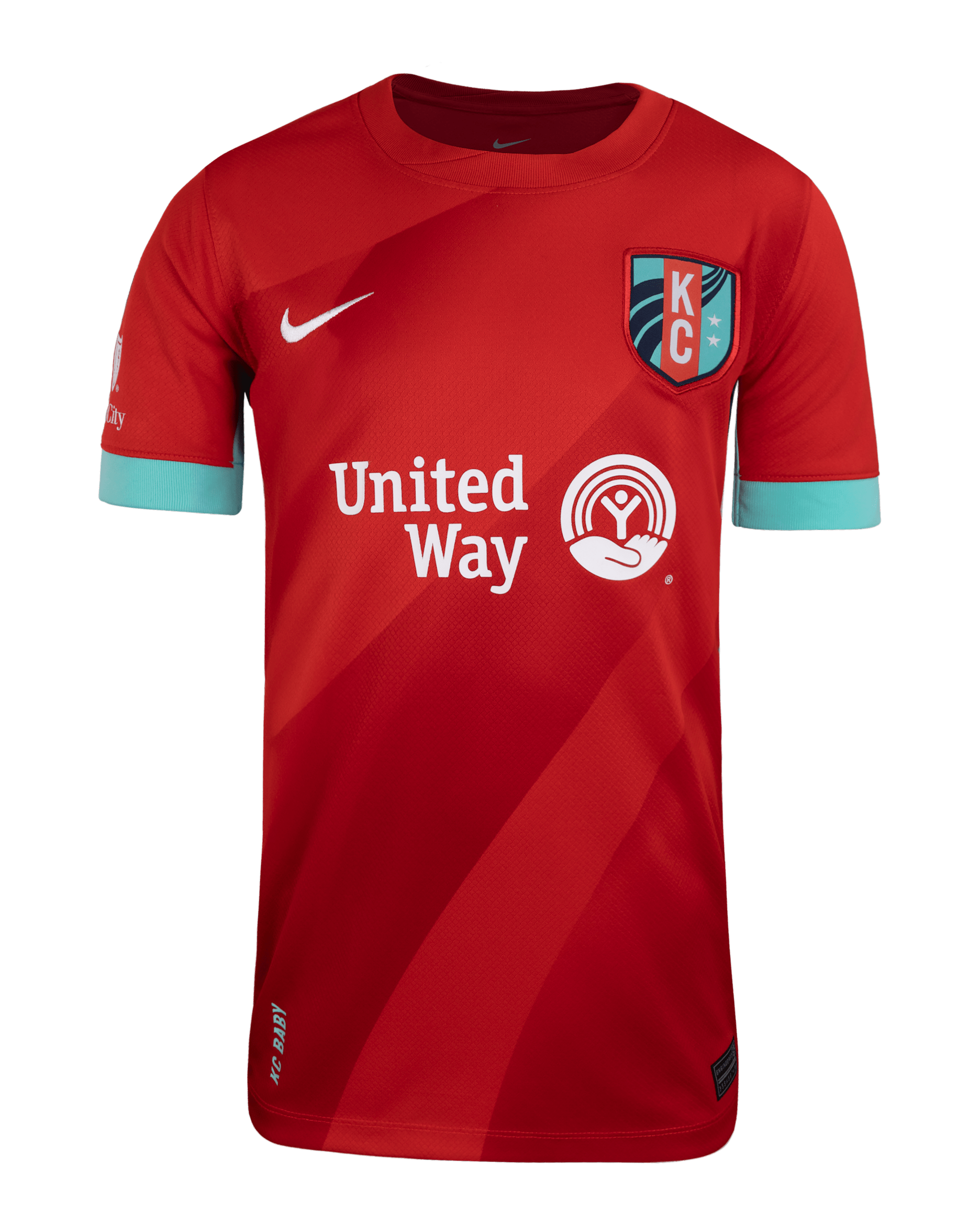 KC Current 2025 Stadium Home Big Kids' Nike Dri-FIT NWSL Replica Jersey - University Red/Hyper Turquoise