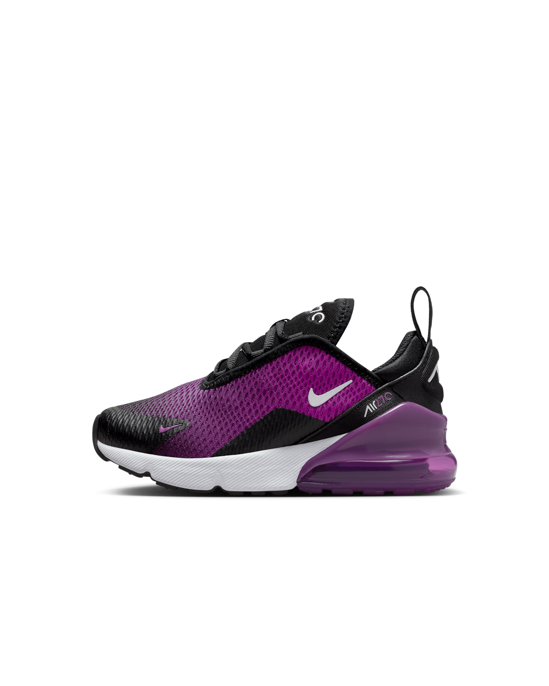 Tenis para niños de preescolar Nike Air Max 270 - Negro/Morado vivo/Blanco