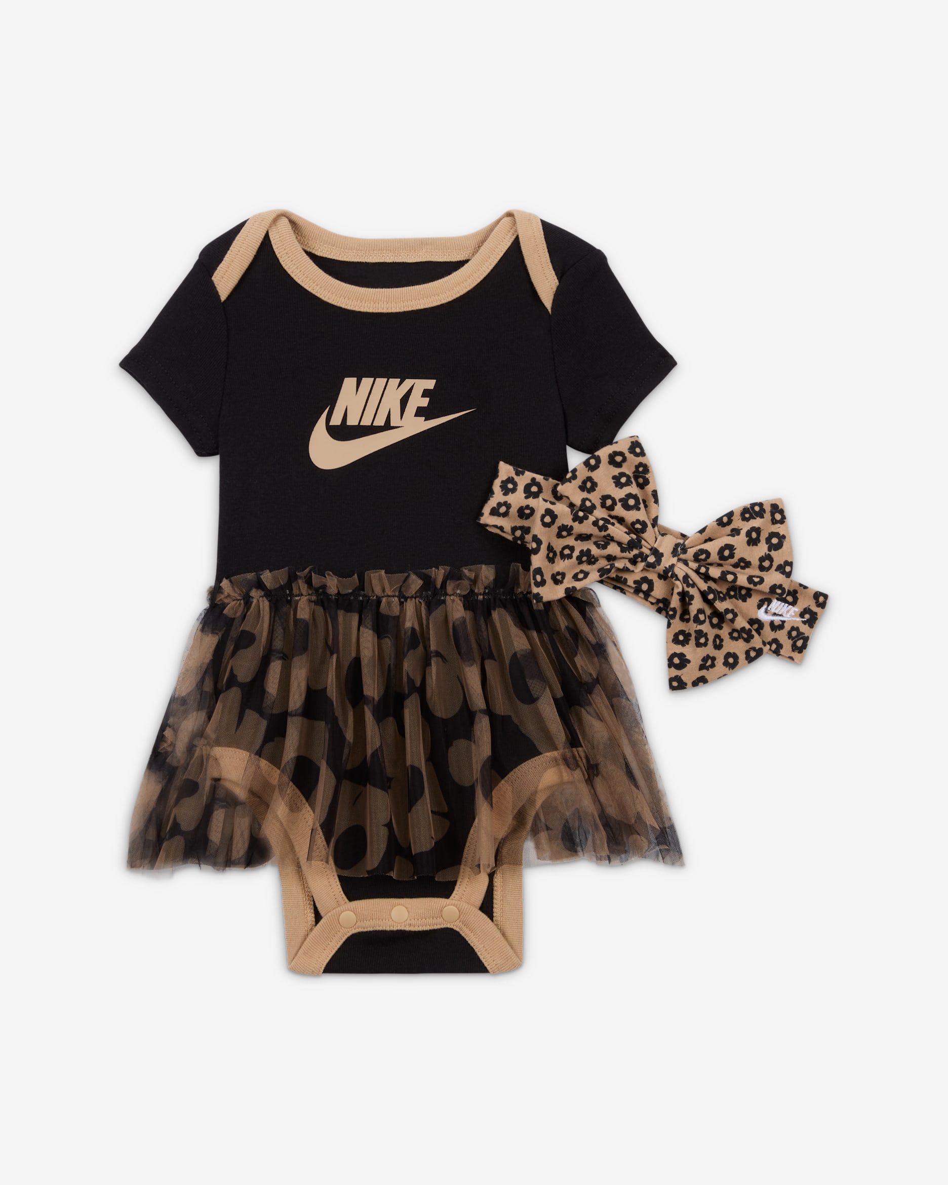 Mono con tutú de 2 piezas y banda para el cabello para bebé Nike Your Move - Negro