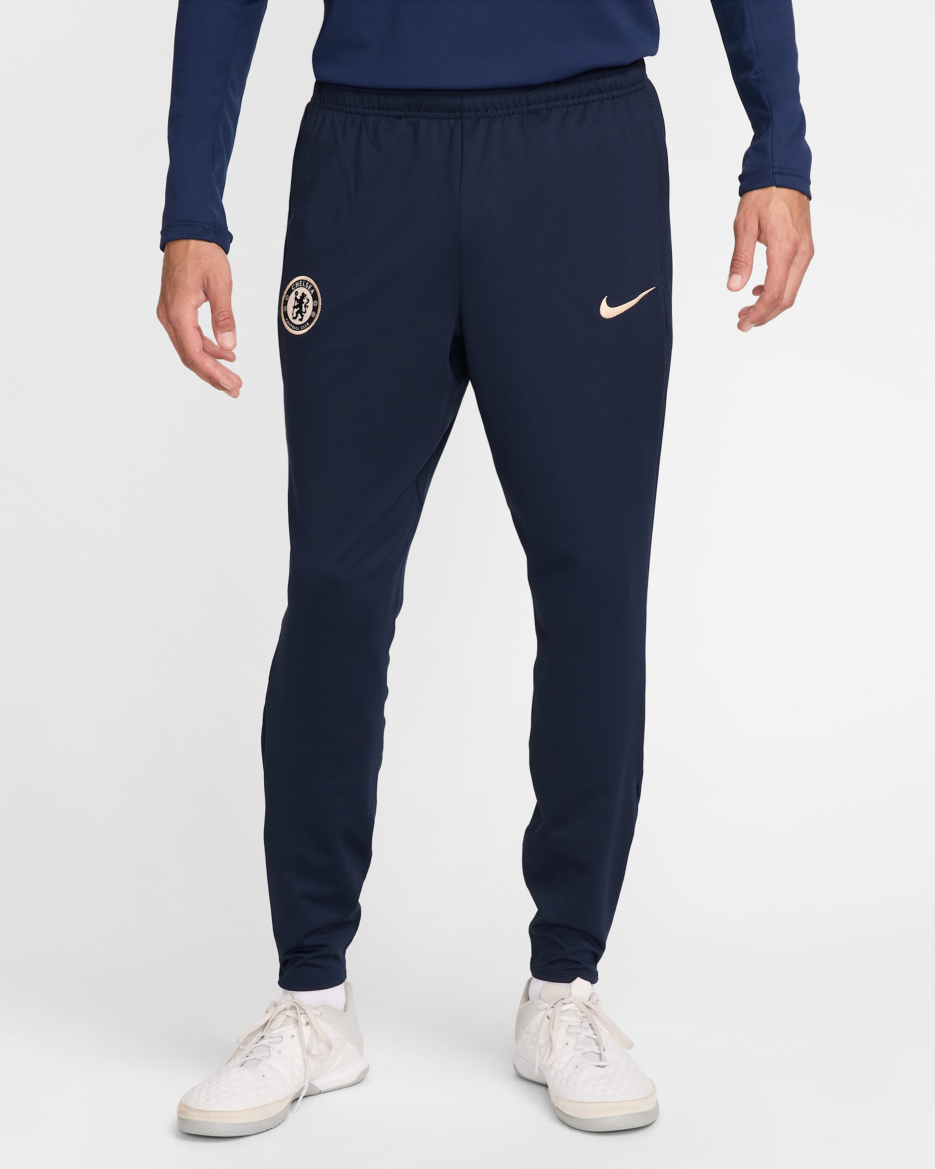 Chelsea F.C. Strike Men's Nike Dri-FIT Football Knit Pants - Obsidian/Light Photo Blue/Guava Ice