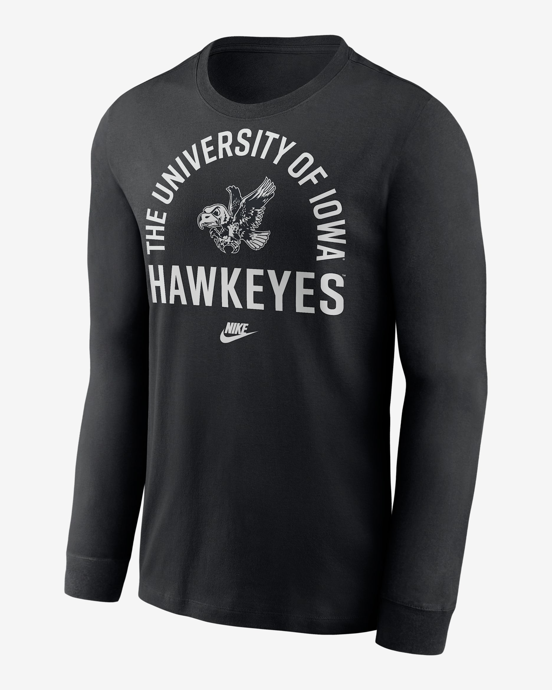 Iowa Legacy Arched Logo Men's Nike College Long-Sleeve T-Shirt - Black