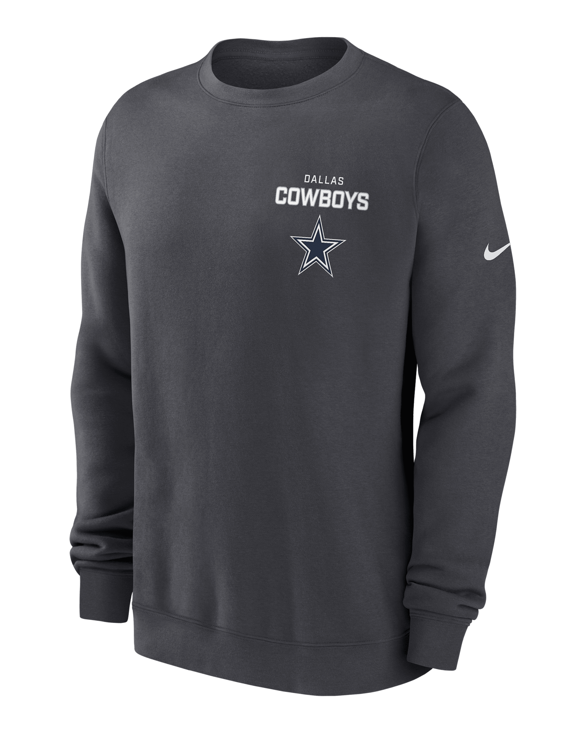 Dallas Cowboys Draw Block Club Men's Nike NFL Pullover Crew - Anthracite