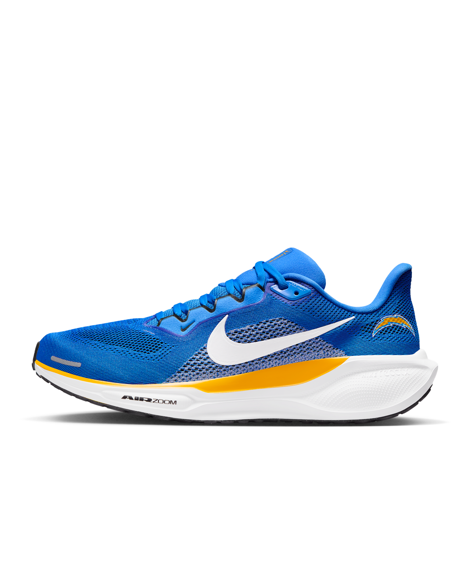 Tenis de correr en pavimento Nike de la NFL para hombre Los Angeles Chargers Pegasus 41 - Azul Italia/Oro universitario/Negro