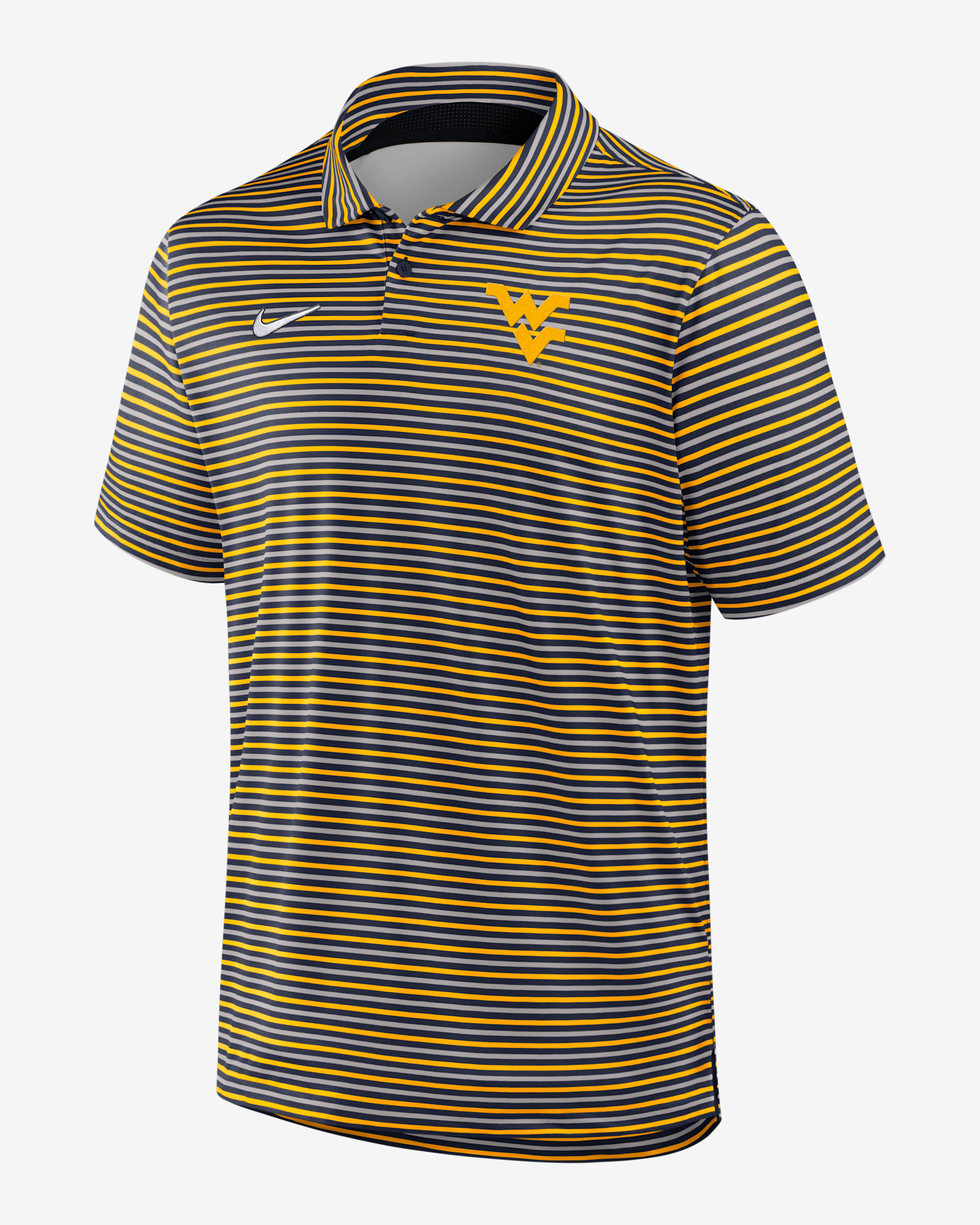 Polo universitario Nike Dri-FIT para hombre West Virginia Tour Stripe - Azul marino