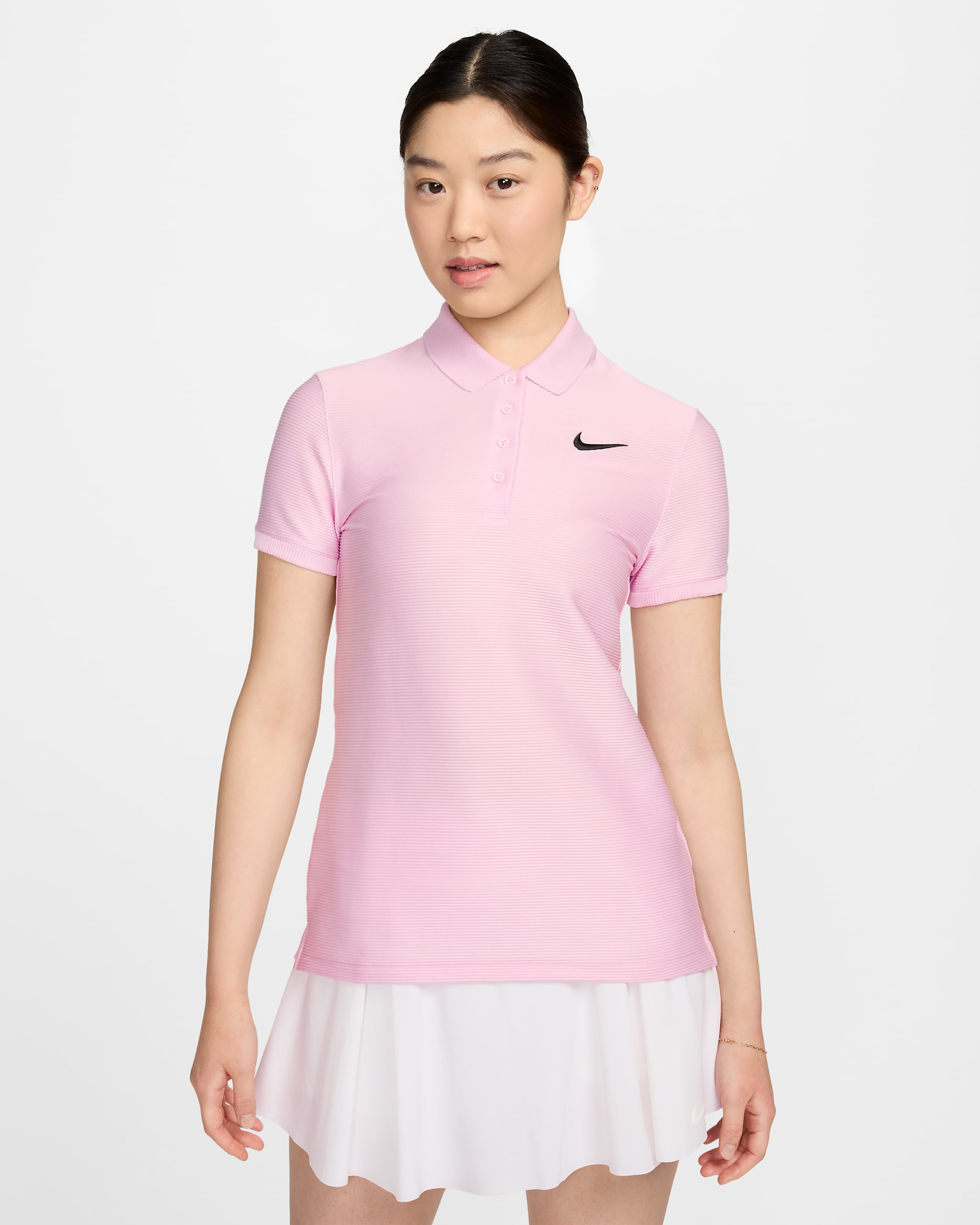 nike pink and white golf shirt