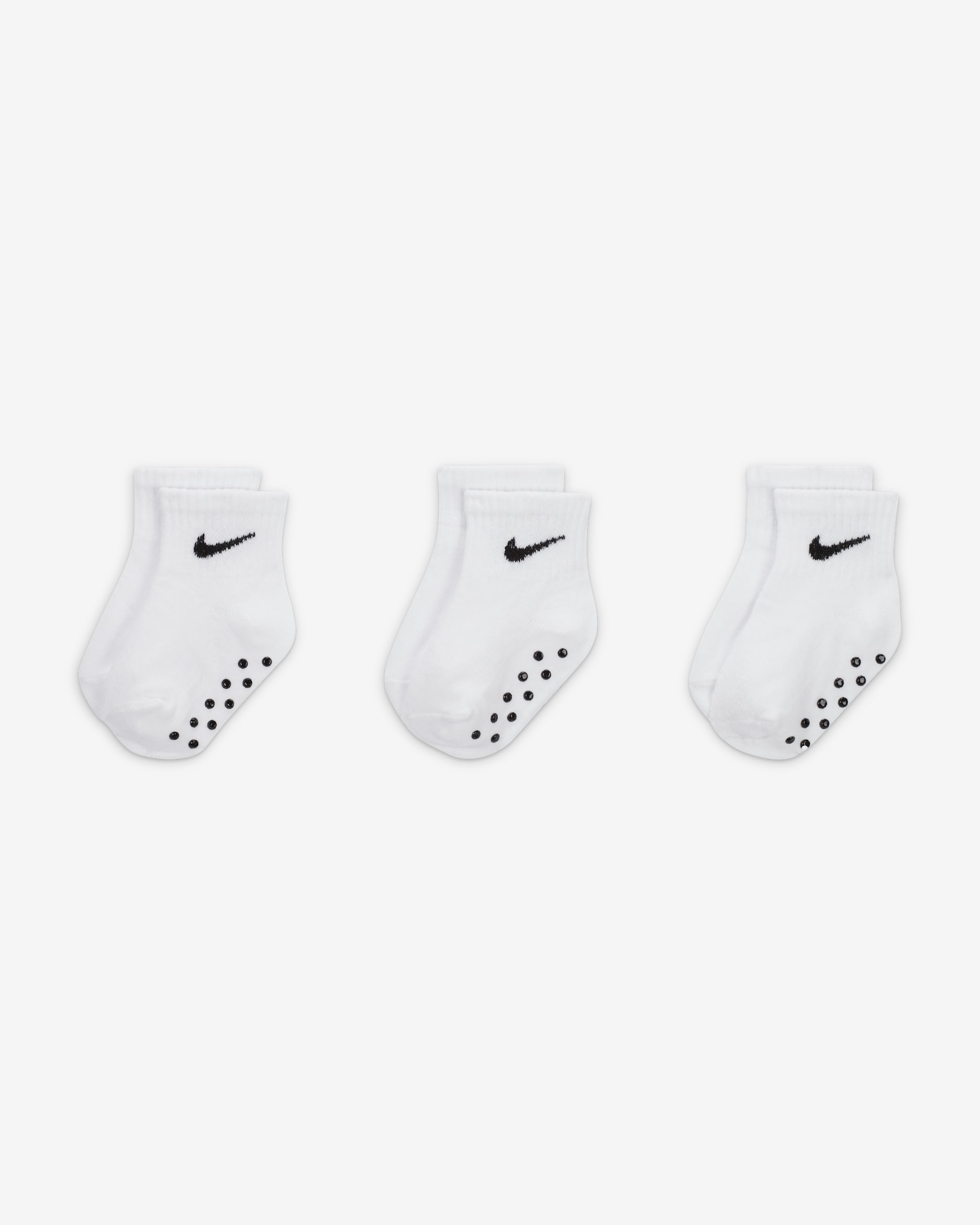 Nike Baby Swoosh Ankle Gripper Socks (3-Pairs) - White