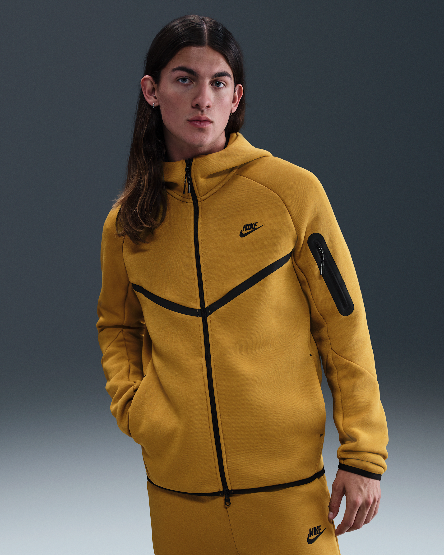 Nike Tech Men's Fleece Windrunner Full-Zip Jacket - Ochre/Black