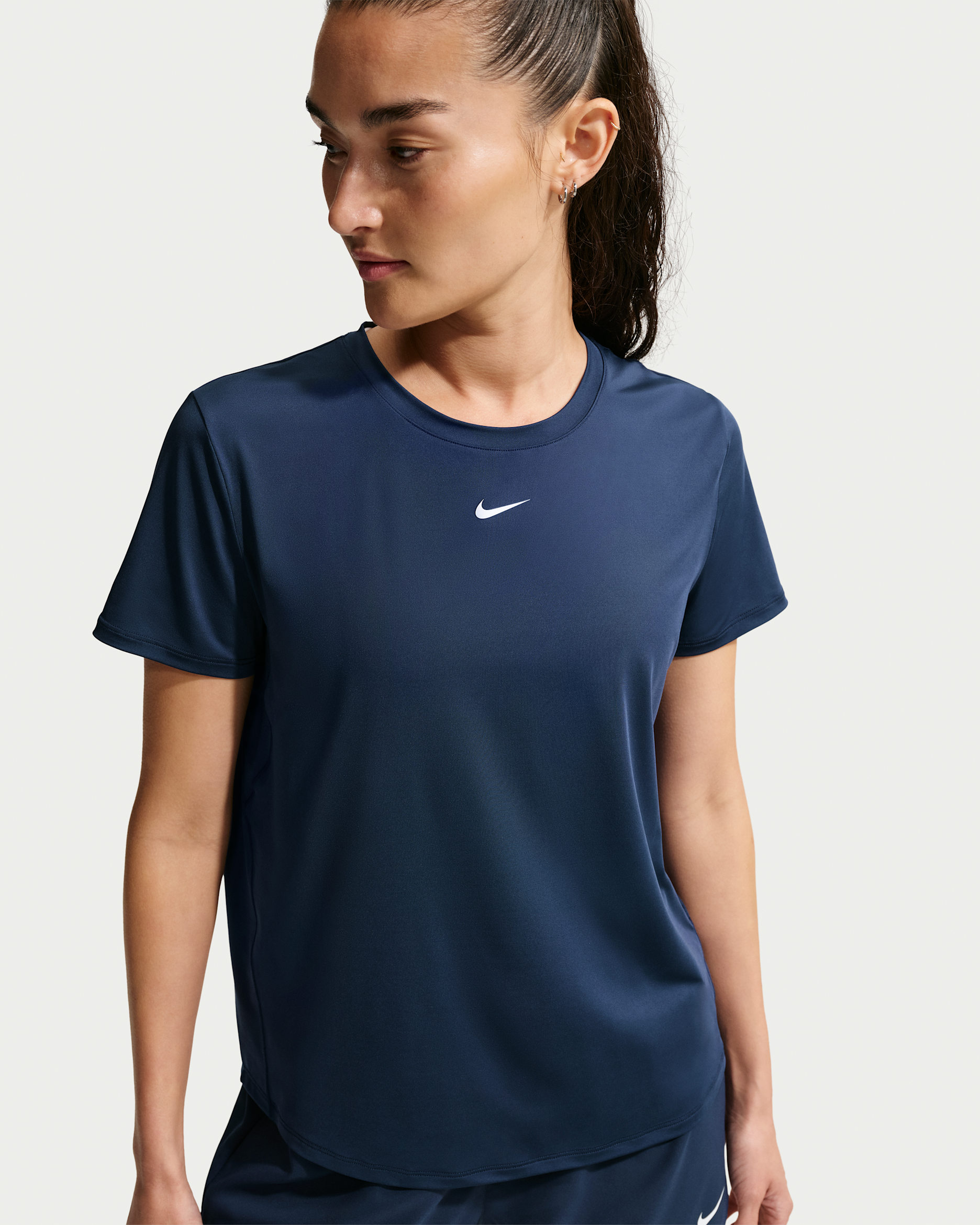 Nike One Classic Women's Dri-FIT Short-Sleeve Top - Midnight Navy/White