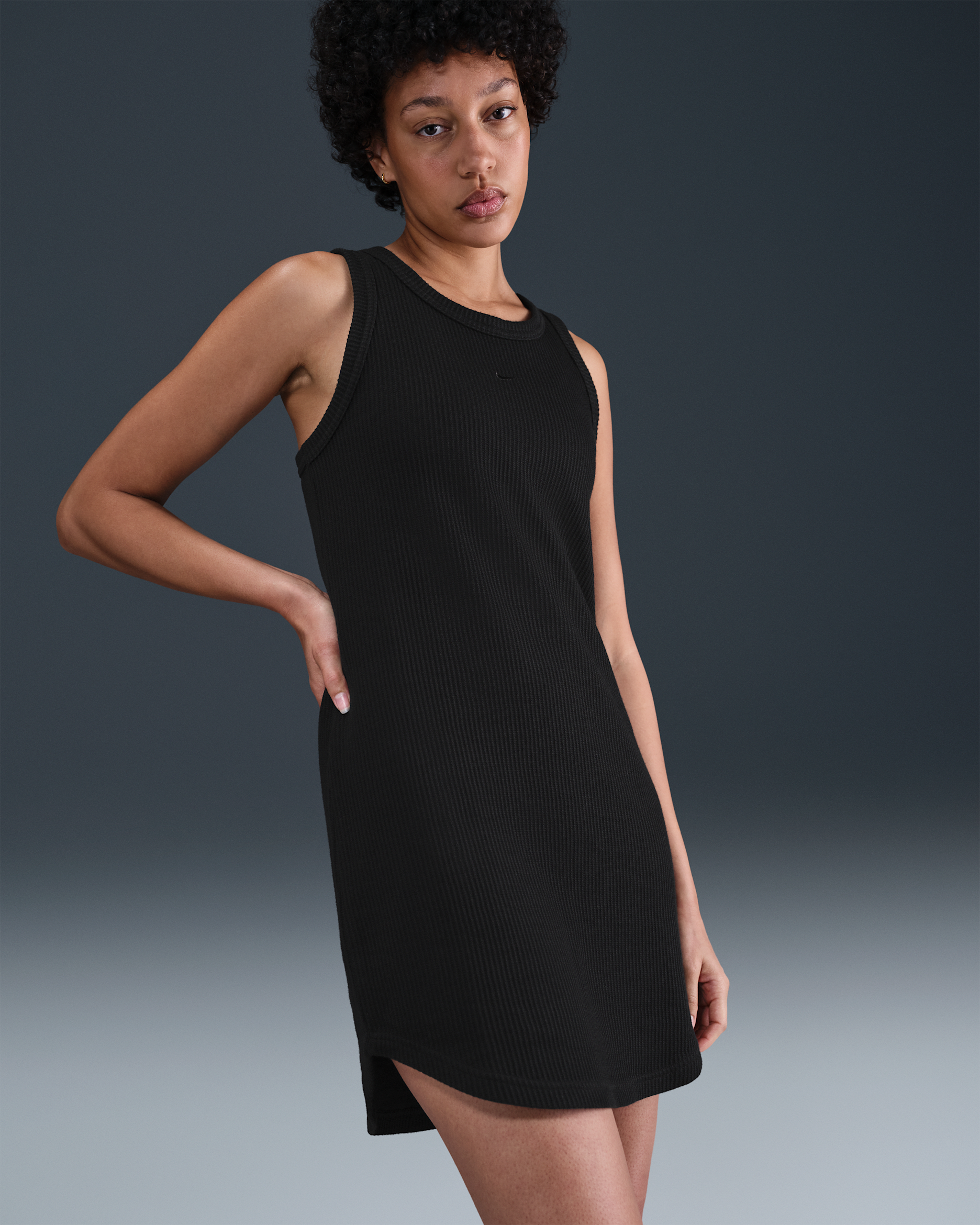 Vestido de tirantes con diseño tipo waffle para mujer Nike Sportswear Chill Knit - Negro/Negro