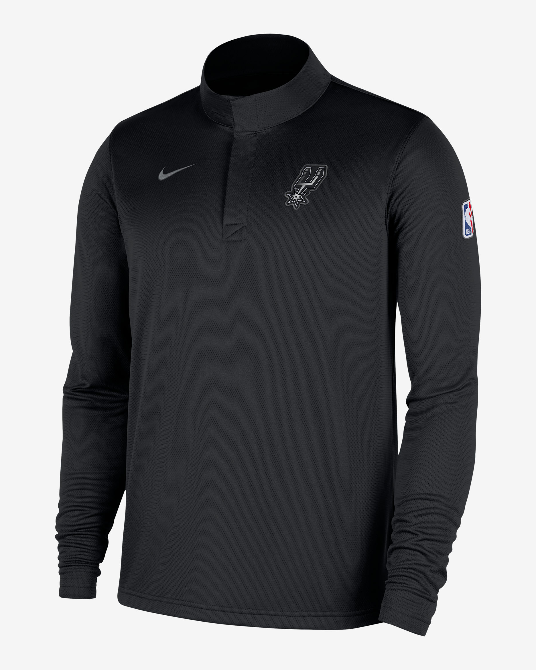 San Antonio Spurs Men's Nike Dri-FIT NBA 1/4-Zip Long-Sleeve Top - Black/Smoke Grey