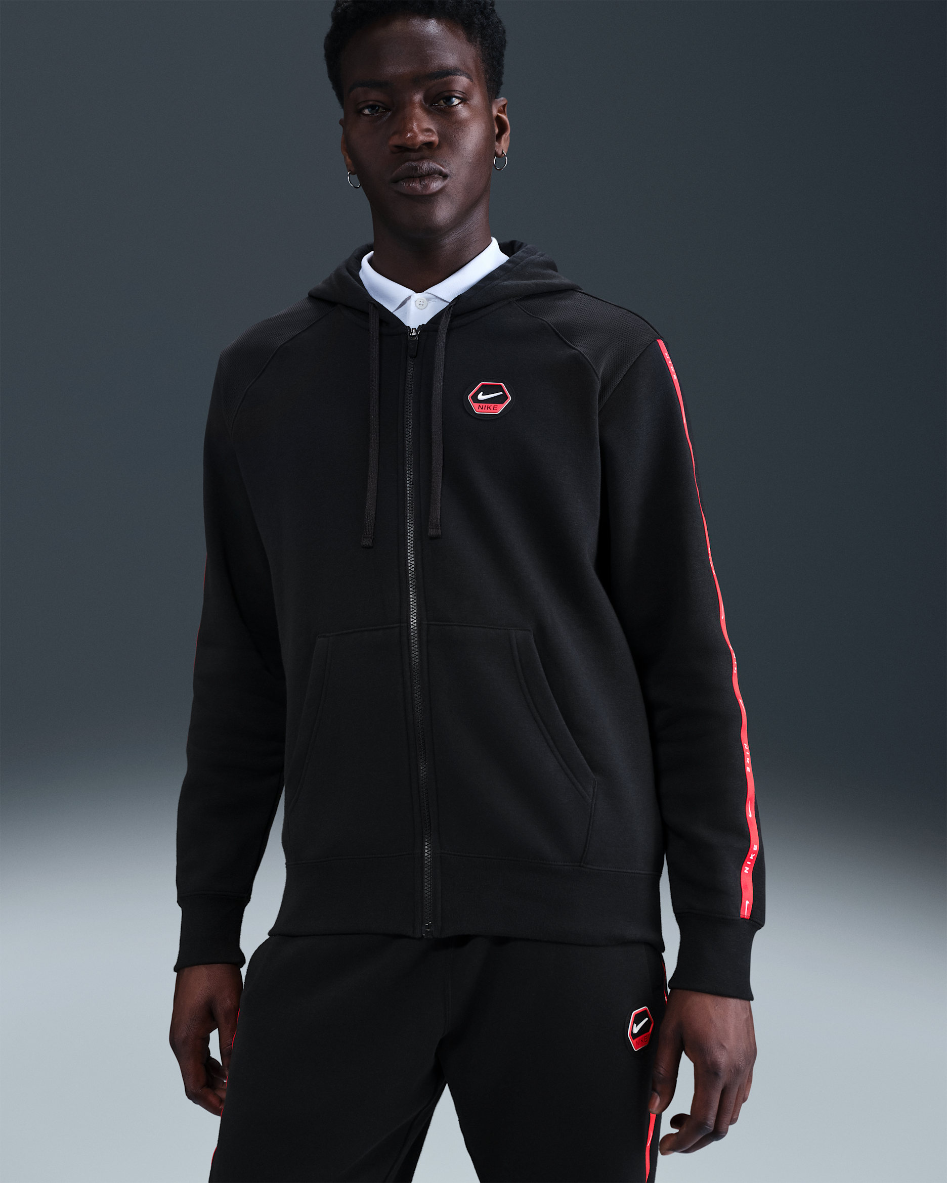 Sweat à capuche en Fleece entièrement zippé Nike Sportswear City Side pour homme - Noir/Noir