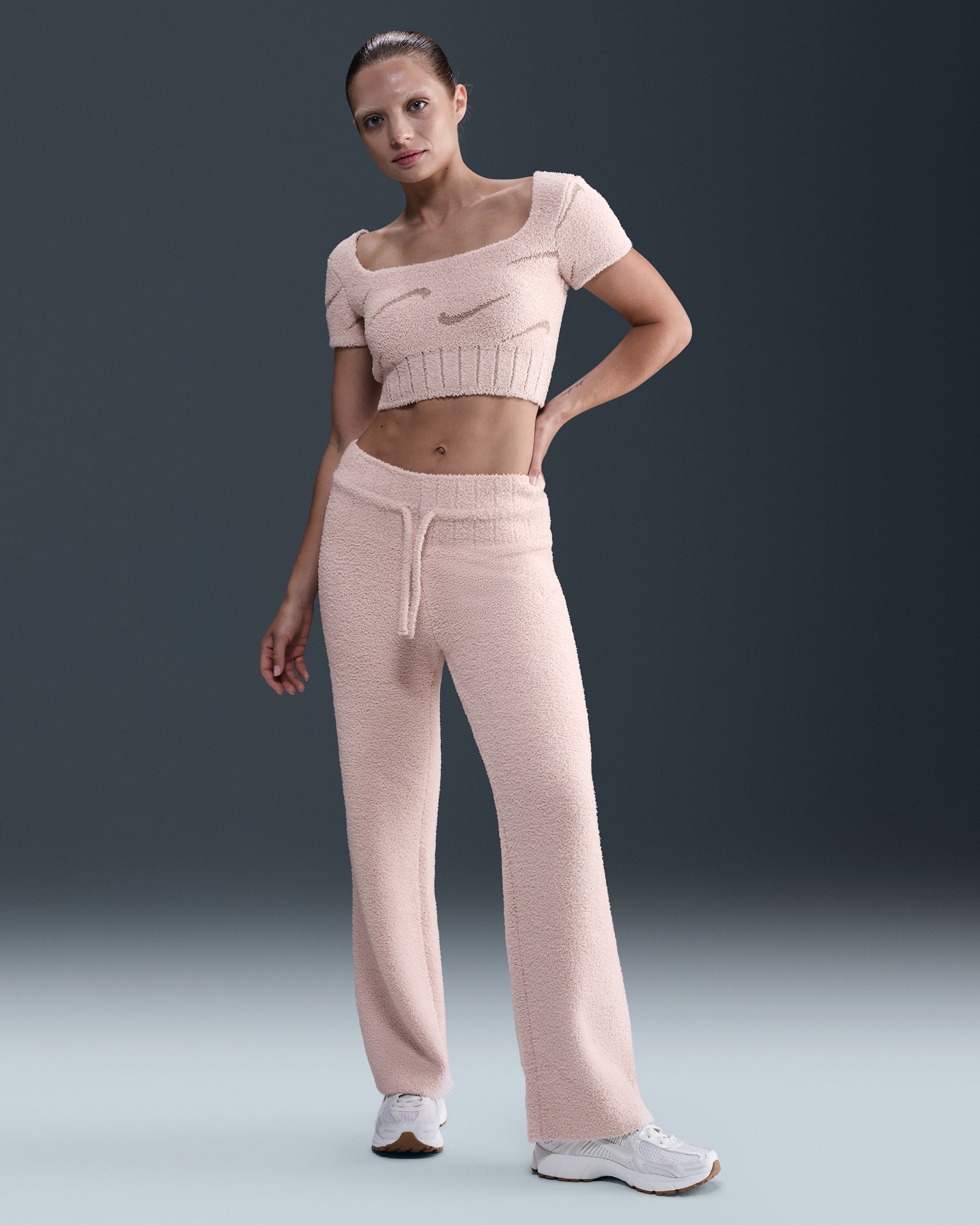 Pantalon slim en maille Nike Sportswear Phoenix Cozy Bouclé pour femme - Silt Red/Silt Red