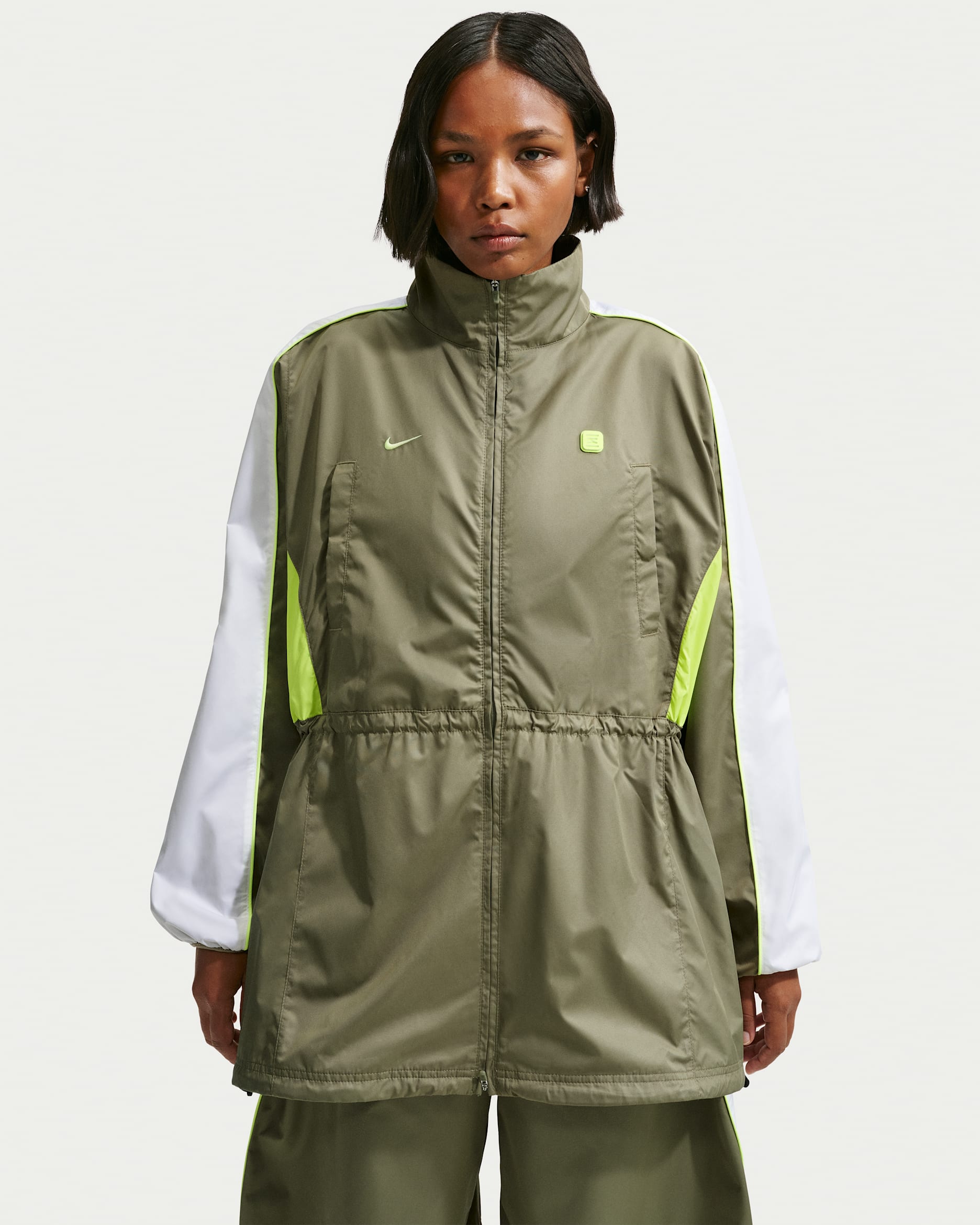 Vävda jackor Nike Sportswear Shox för kvinnor - Silver Sage/Vit/Volt Ice