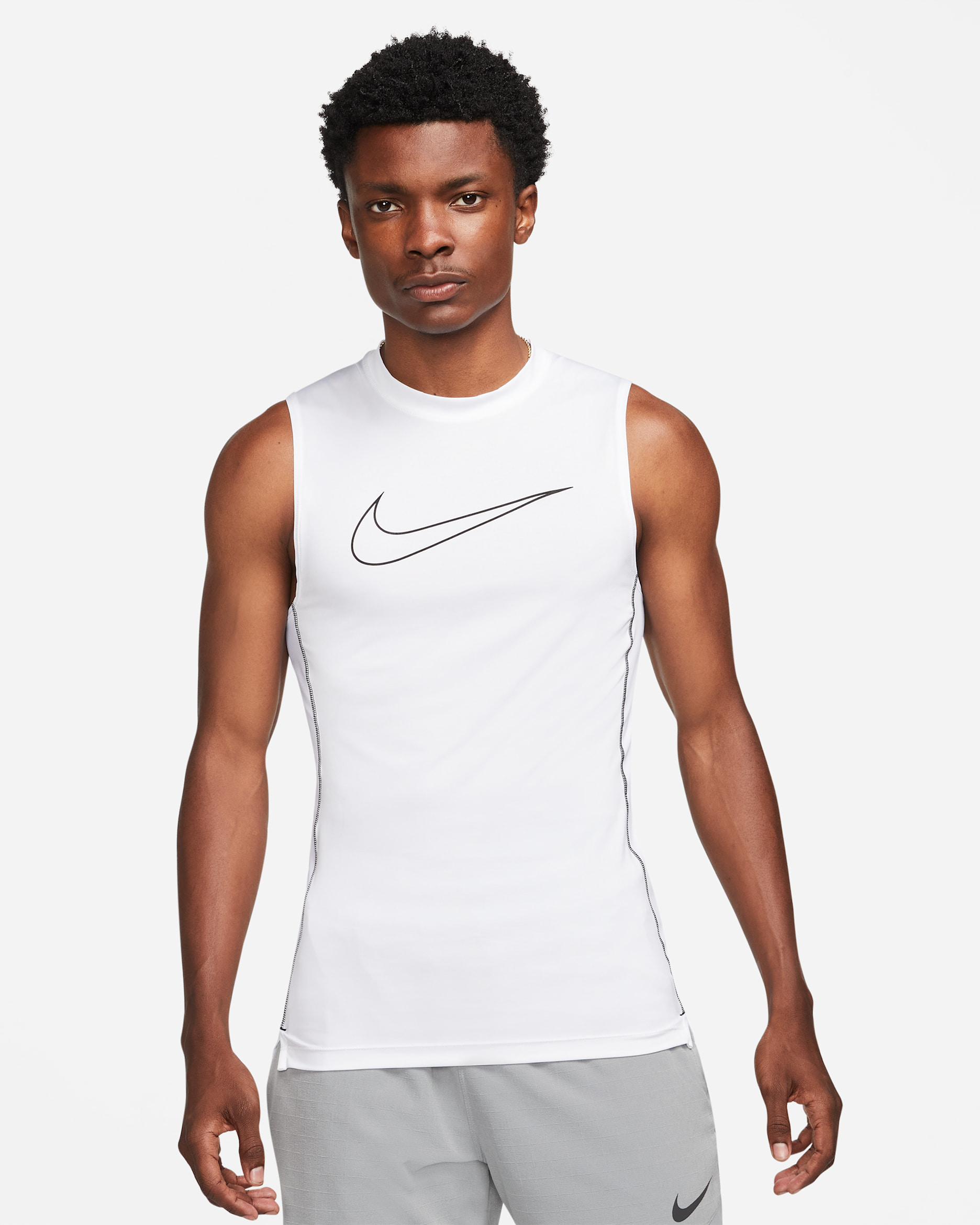 Nike Pro Dri-FIT Men's Tight-Fit Sleeveless Top - White/Black/Black