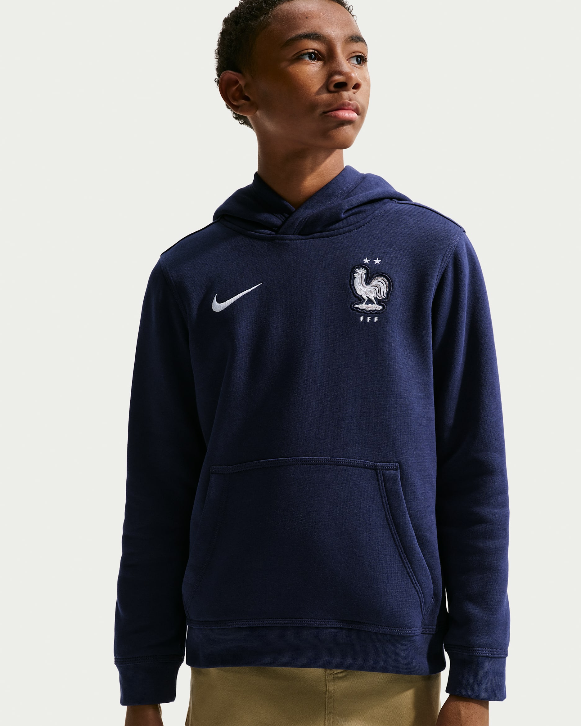 FFF Club Big Kids' (Boys') Nike Soccer Pullover Hoodie - Blackened Blue/White