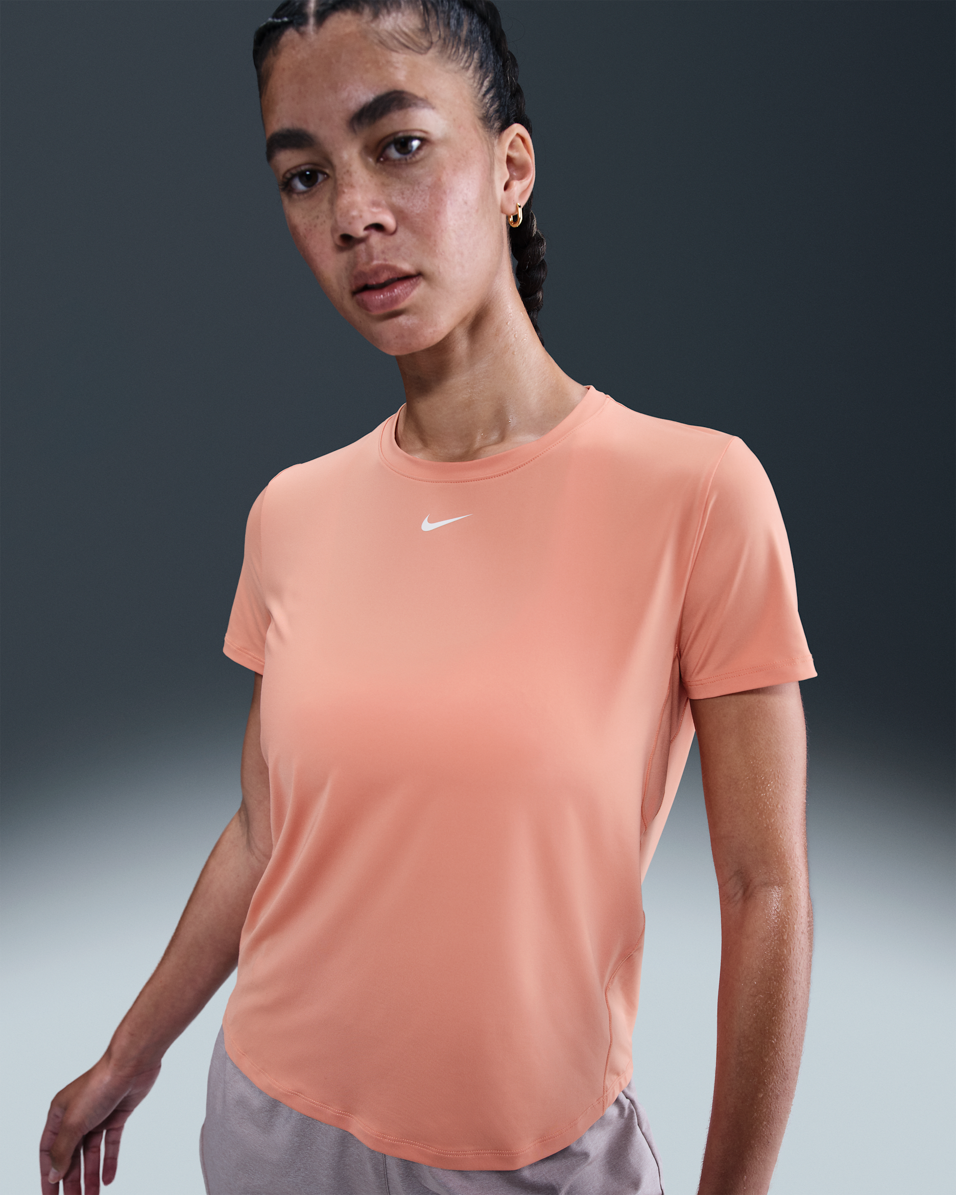 Nike One Classic Women's Dri-FIT Short-Sleeve Top - Apricot Agate/White
