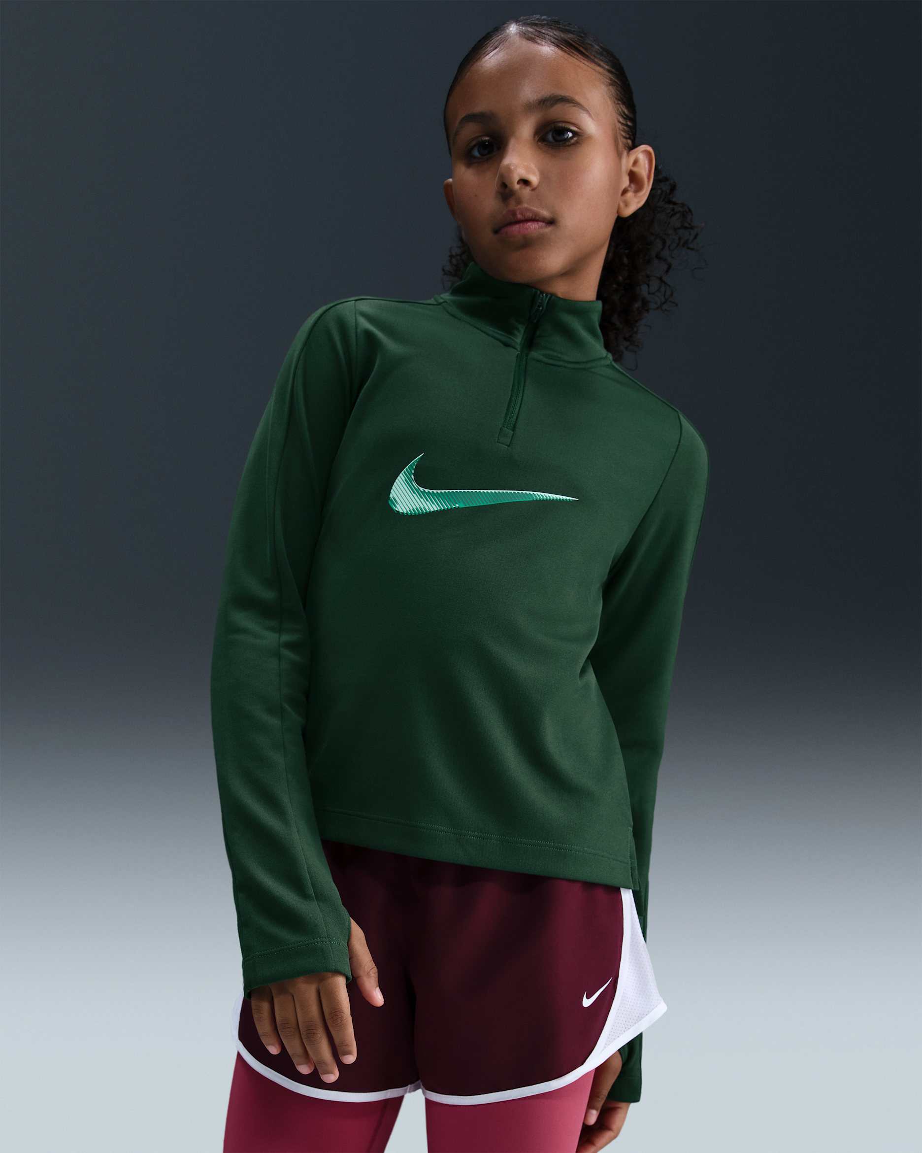 Nike Pro Parte de arriba Dri-FIT  con cremallera de 1/4 - Niña - Fir/Mint Foam/Fir