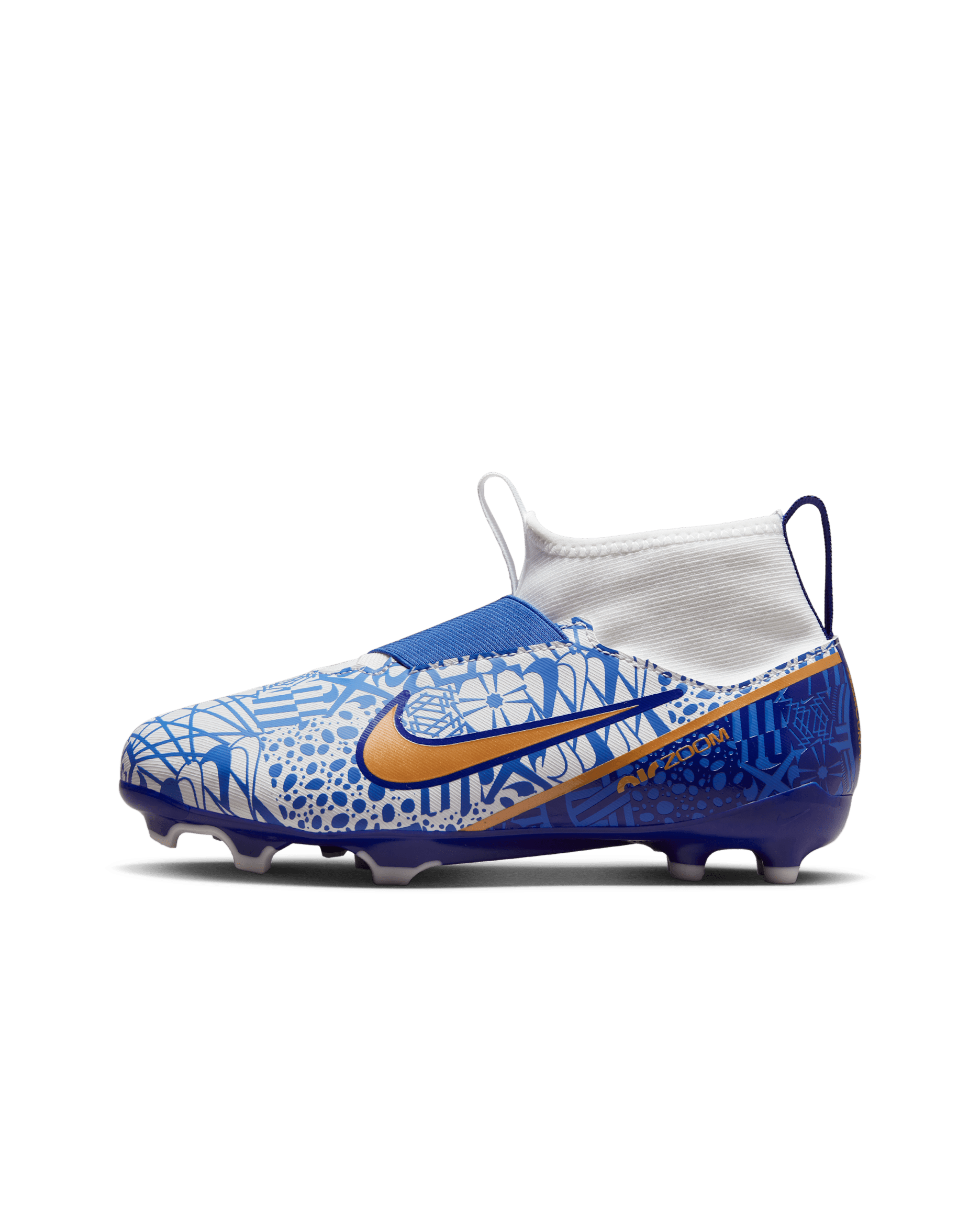 Nike Jr. Zoom Mercurial Superfly 9 Academy CR7 MG Younger/Older Kids' Multi-Ground Football Boot - White/Concord/Medium Blue/Metallic Copper