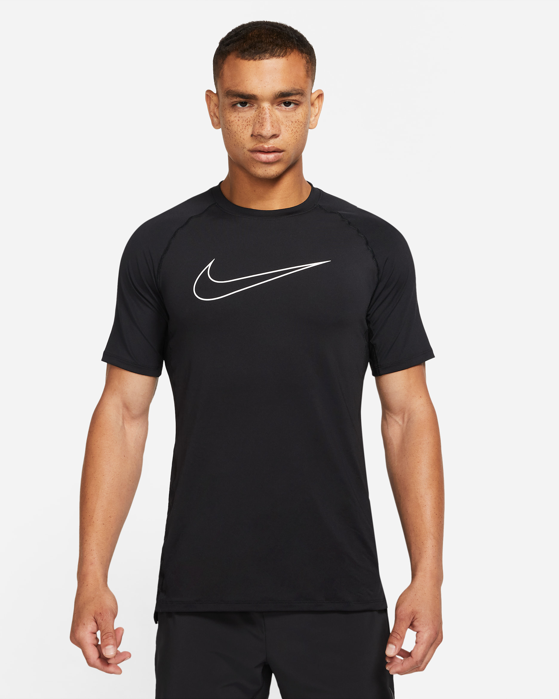 Playera de manga corta con ajuste slim para hombre Nike Pro Dri-FIT - Negro/Blanco