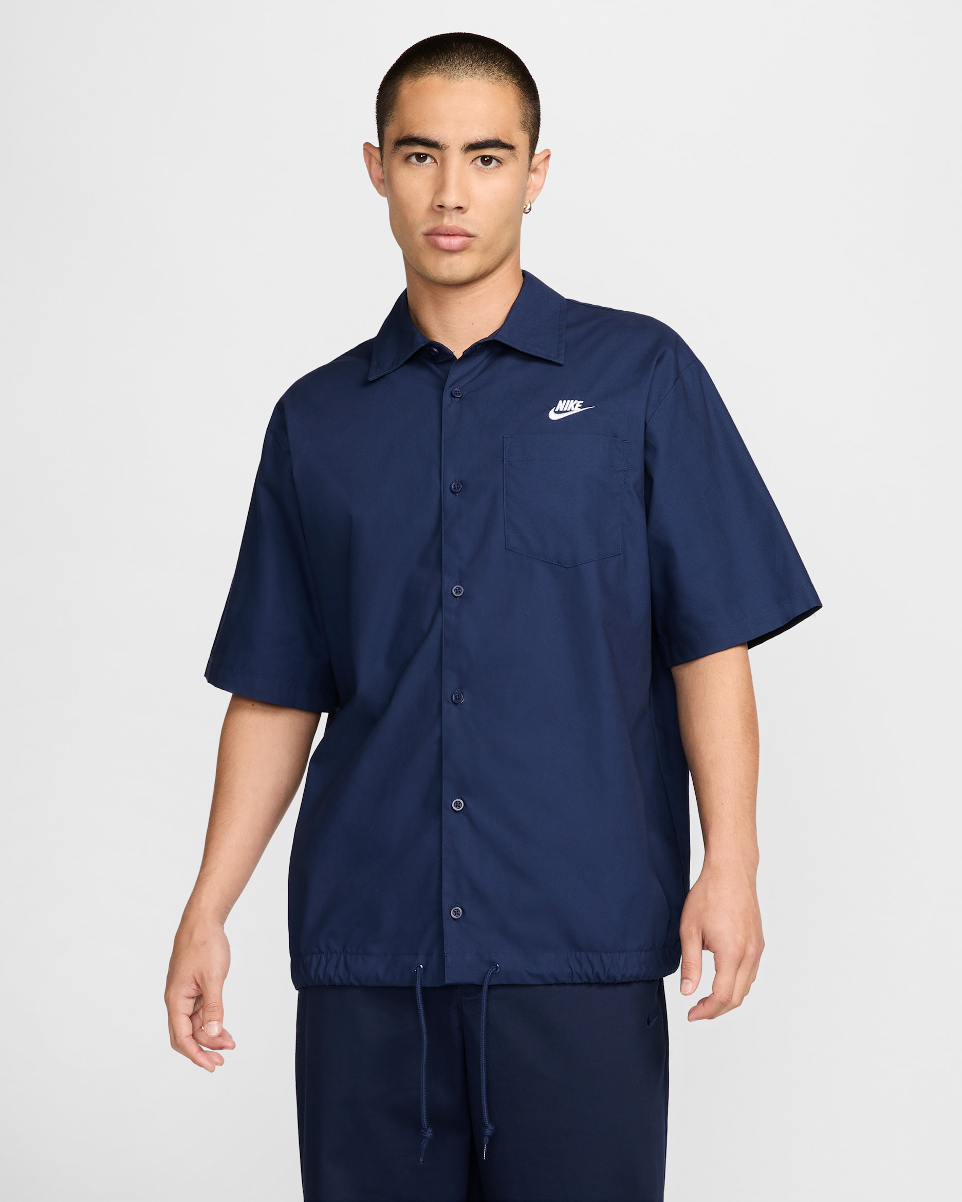 Nike Club Men's Short-Sleeve Oxford Button-Down Shirt - Midnight Navy/White