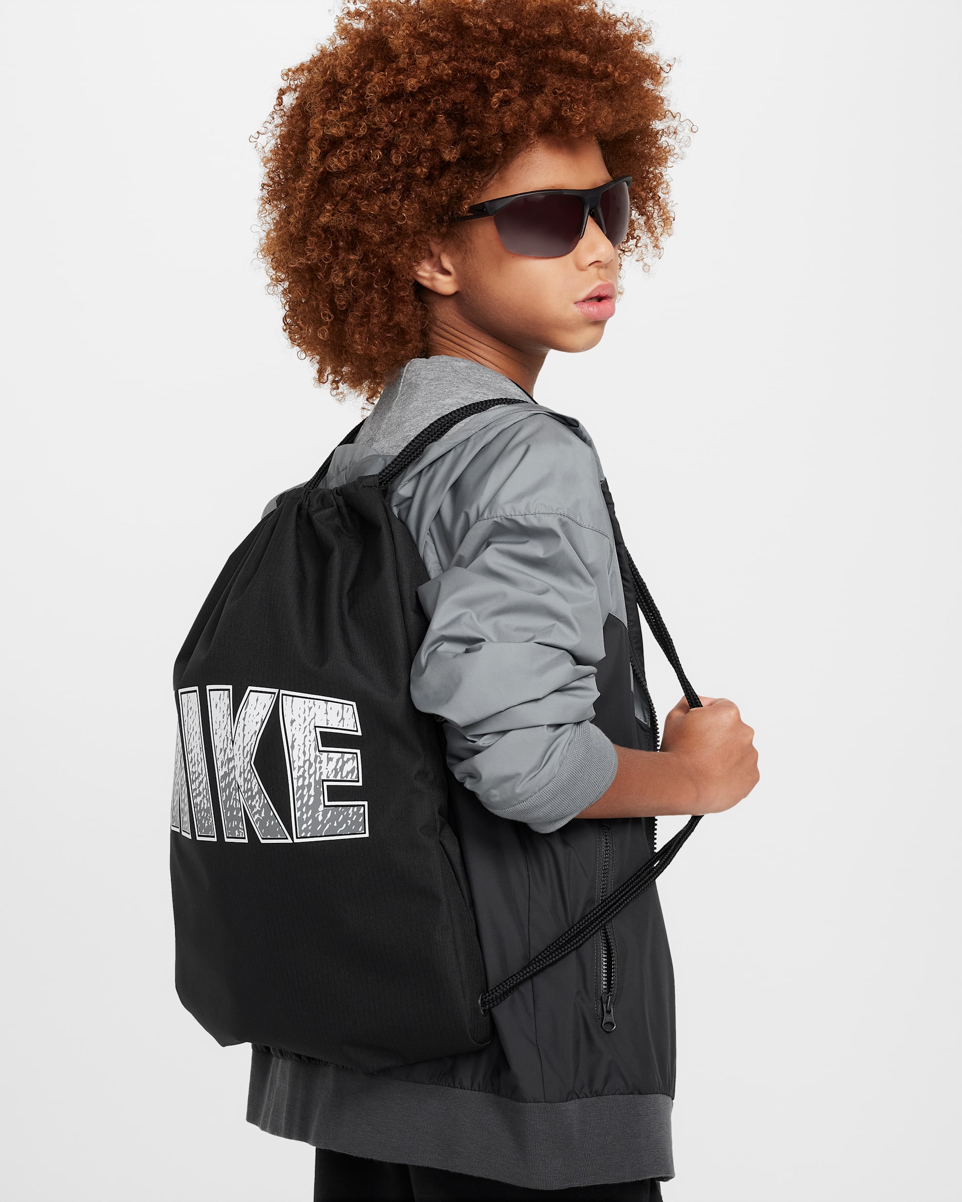 Nike Kids' Drawstring Bag (12L) - Black/Black/Smoke Grey