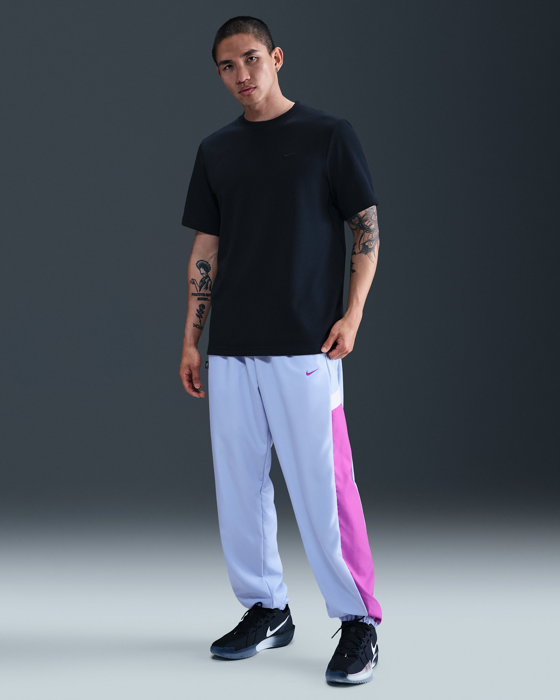 Nike Icon Men's Woven Basketball Trousers - Aluminium/Vivid Purple/Barely Grape/Vivid Purple