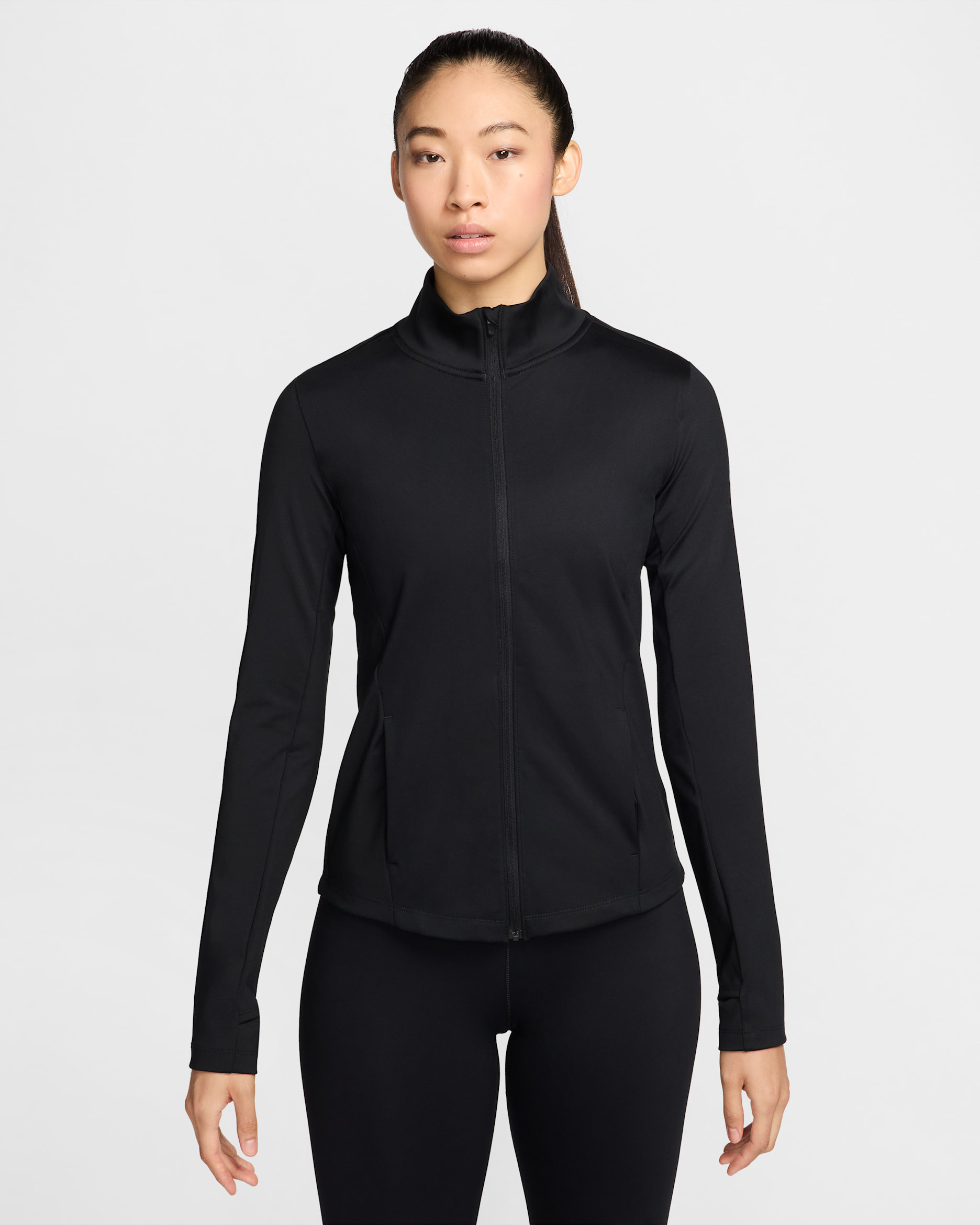 나이키 원 여성 드라이 핏 풀집 미드 레이어 - 블랙/블랙
