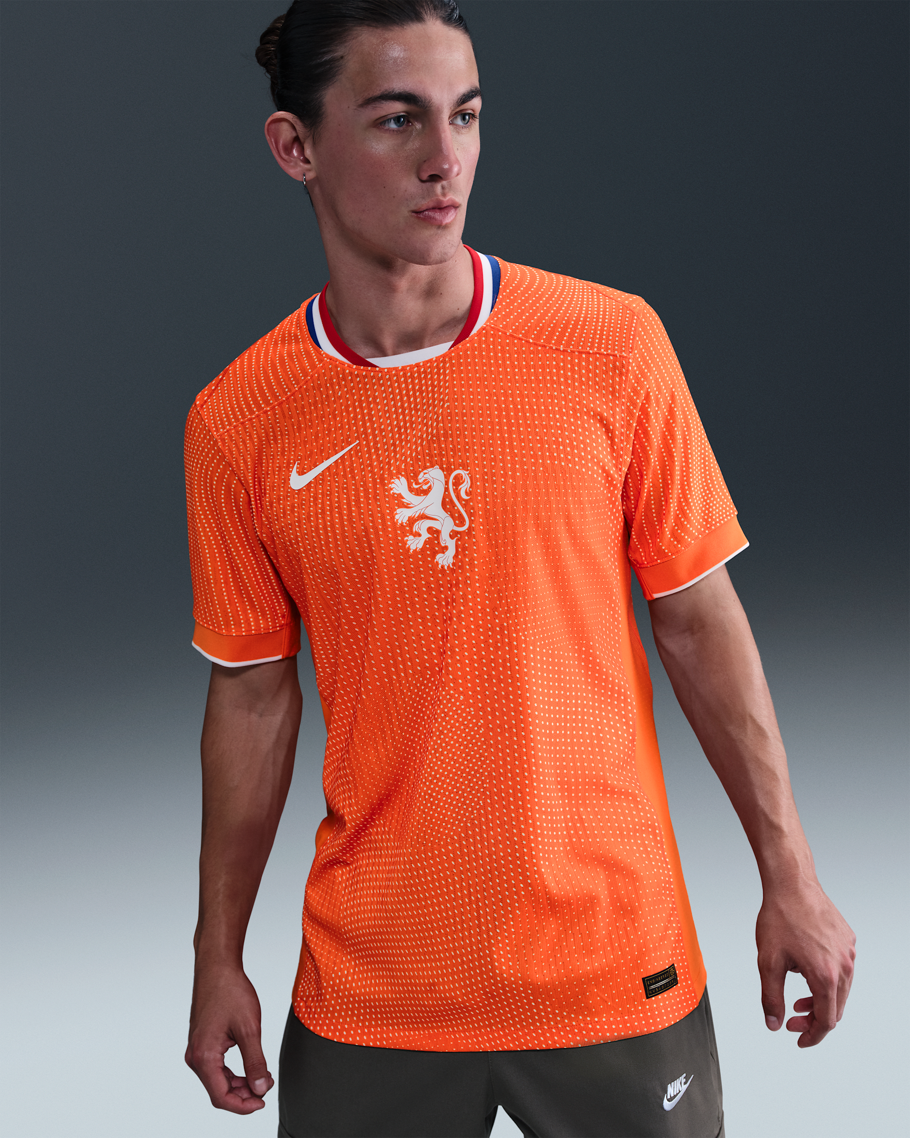 Netherlands 2025 Match Home (Women's Team) Men's Nike Dri-FIT ADV Soccer Authentic Jersey - Safety Orange/White