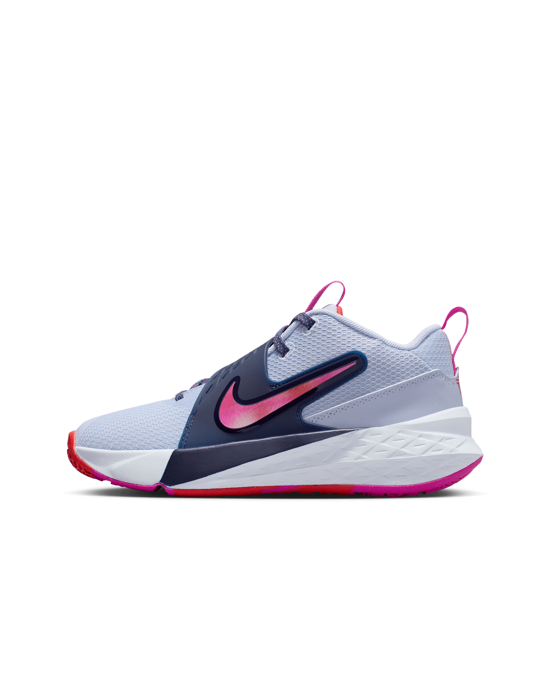 Nike Team Hustle D 12 Older Kids' Basketball Shoes - Ghost/Midnight Navy/Picante Red/Fire Pink