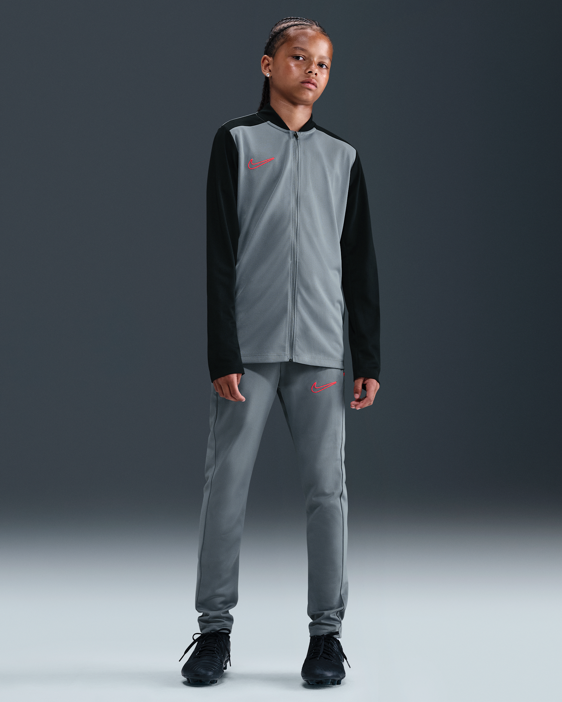 Nike Academy Big Kids' Dri-FIT Soccer Tracksuit - Cool Grey/Black/Bright Crimson