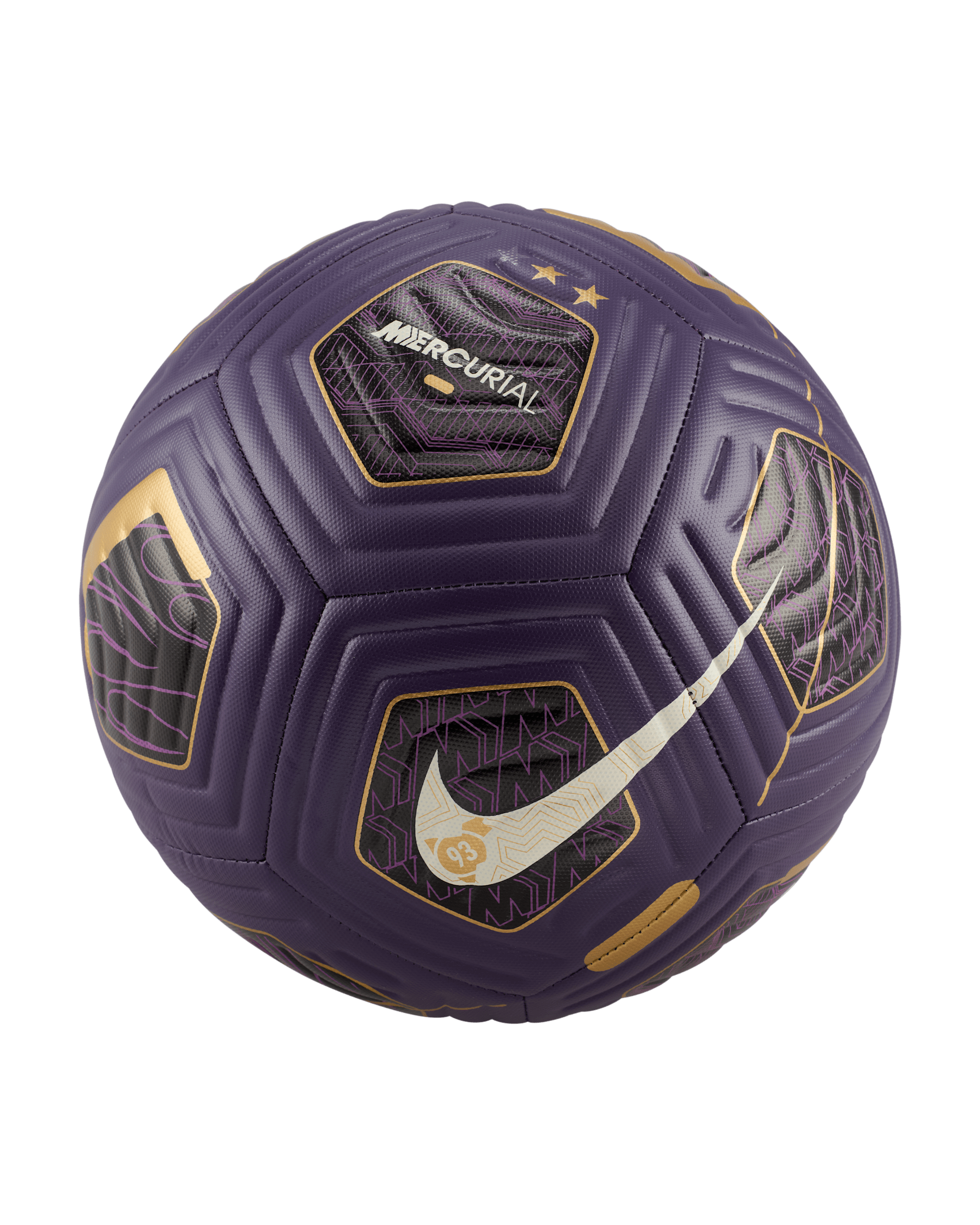 Kylian Mbappé Academy Nike Soccer Ball - Grand Purple/Black/Metallic Gold Coin/White