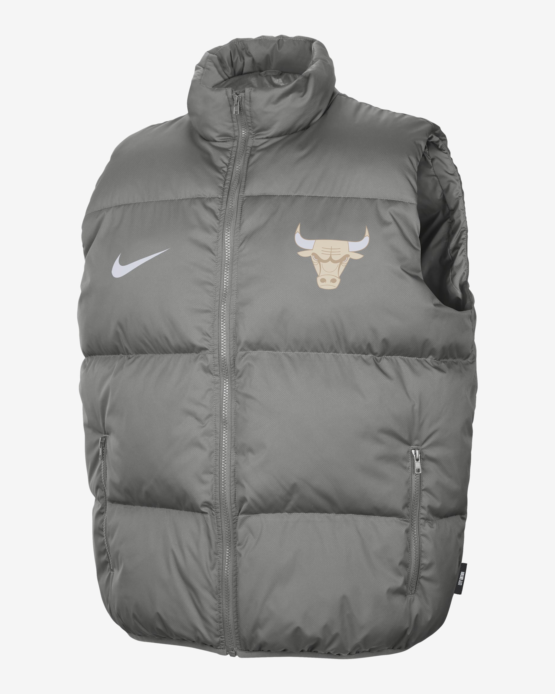 Chicago Bulls City Edition Men's Nike NBA Puffer Vest - Dark Steel Grey