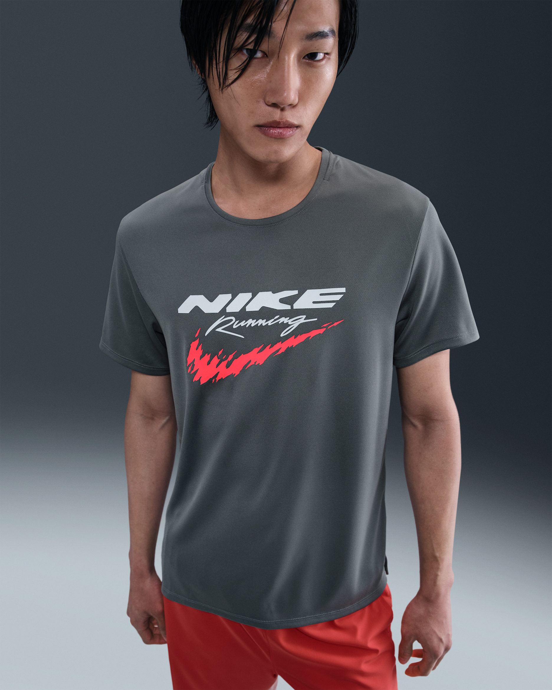 Nike Miler Men's Dri-FIT UV Running Top - Smoke Grey