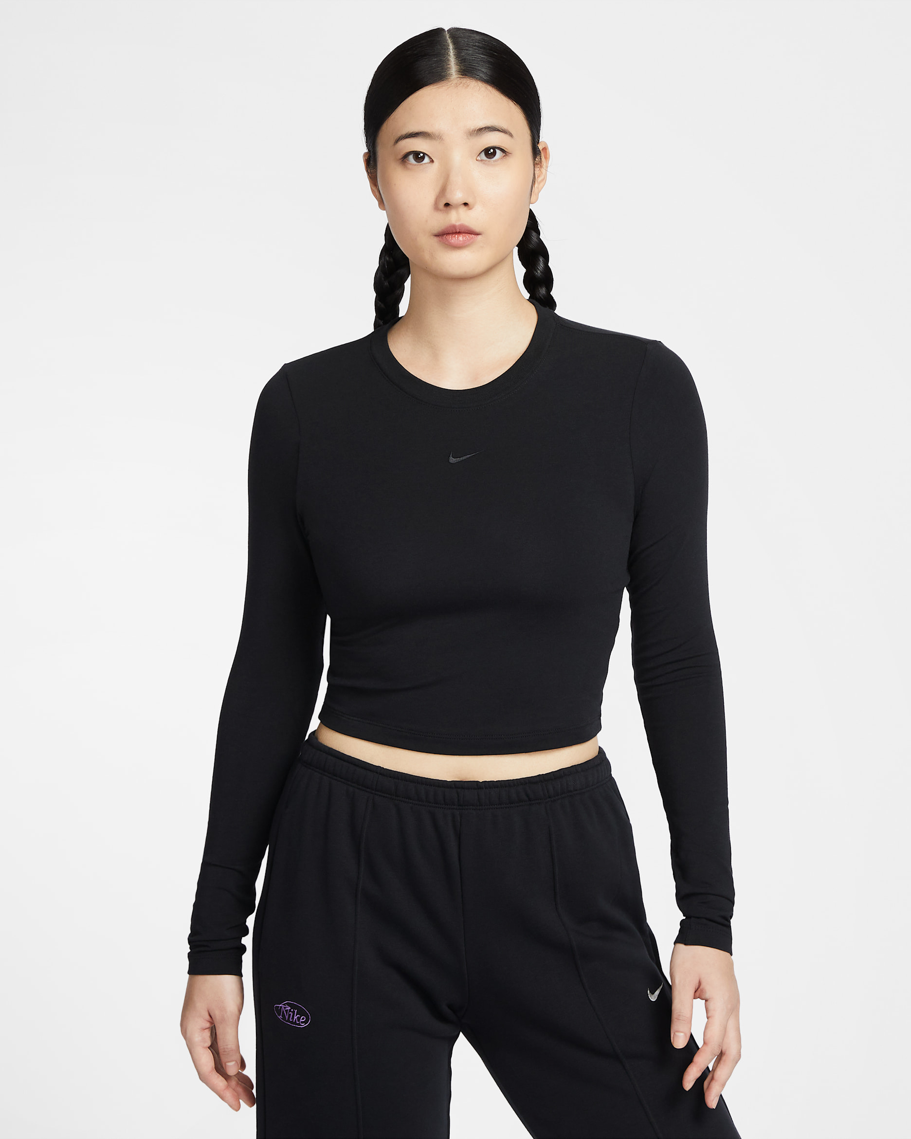Nike Sportswear Chill Knit Women's Slim Long-Sleeve Cropped Top - Black/Black