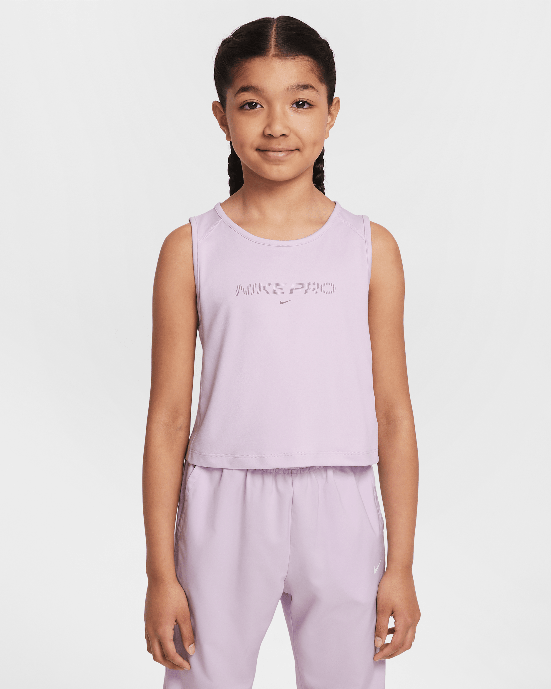 Nike Pro Girls' Dri-FIT Tank Top - Doll/Taupe Grey