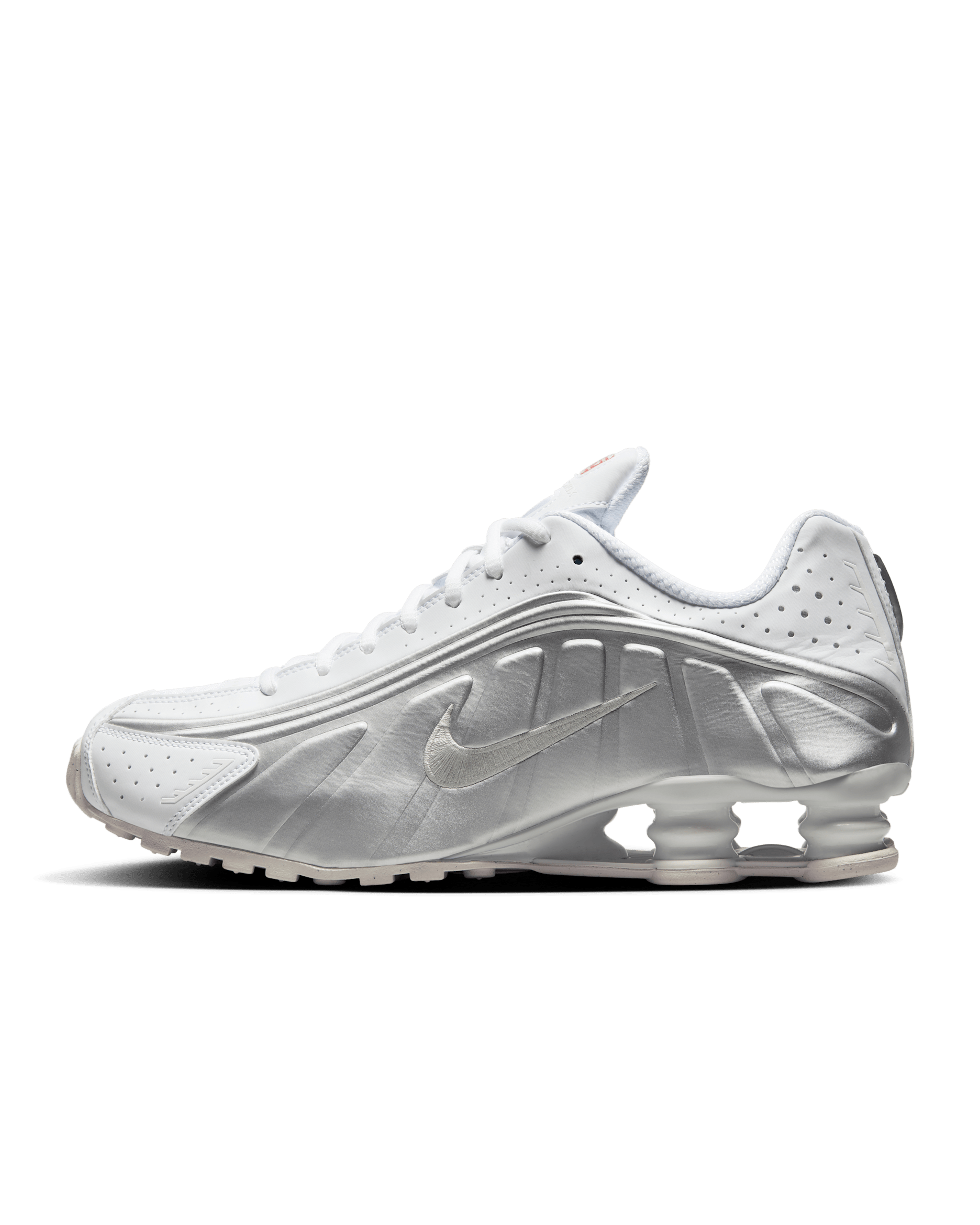 Nike Shox R4 Schuh (Herren) - Weiß/Weiß/Bright Crimson/Metallic Silver